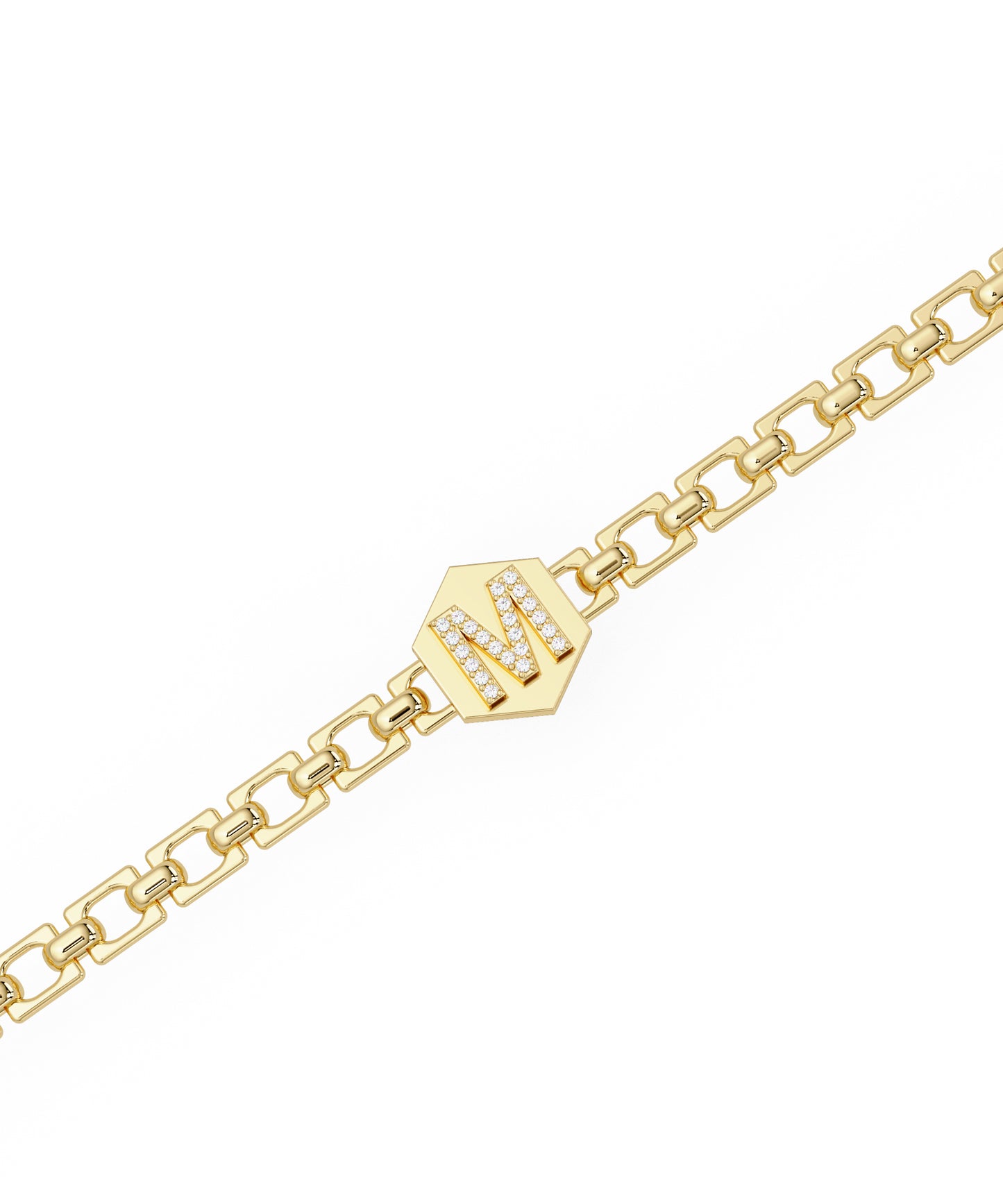 14k Yellow Gold Small Initial Chain Bracelet