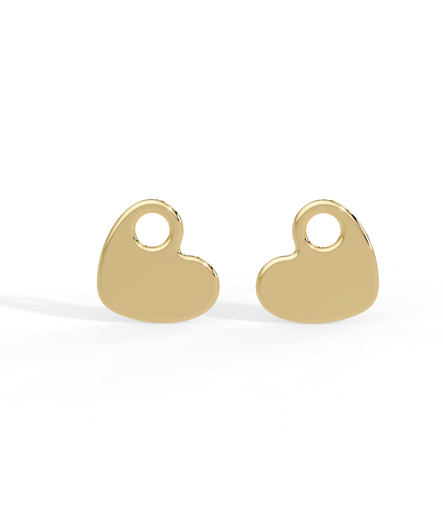 14k Yellow Removable Heart Oval Hoop Drop Earring