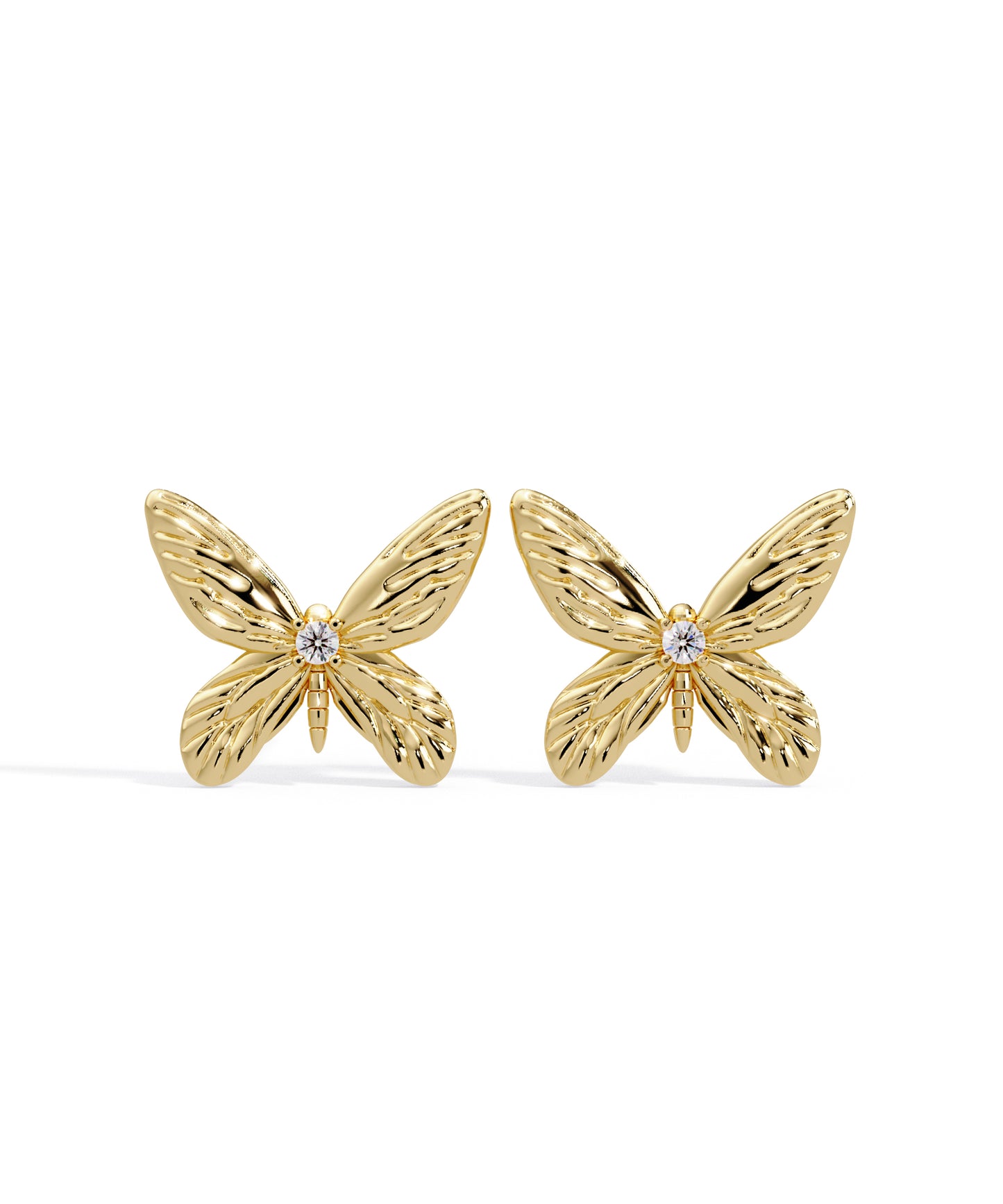 Tiny Butterfly Studs in 14k Yellow Gold
