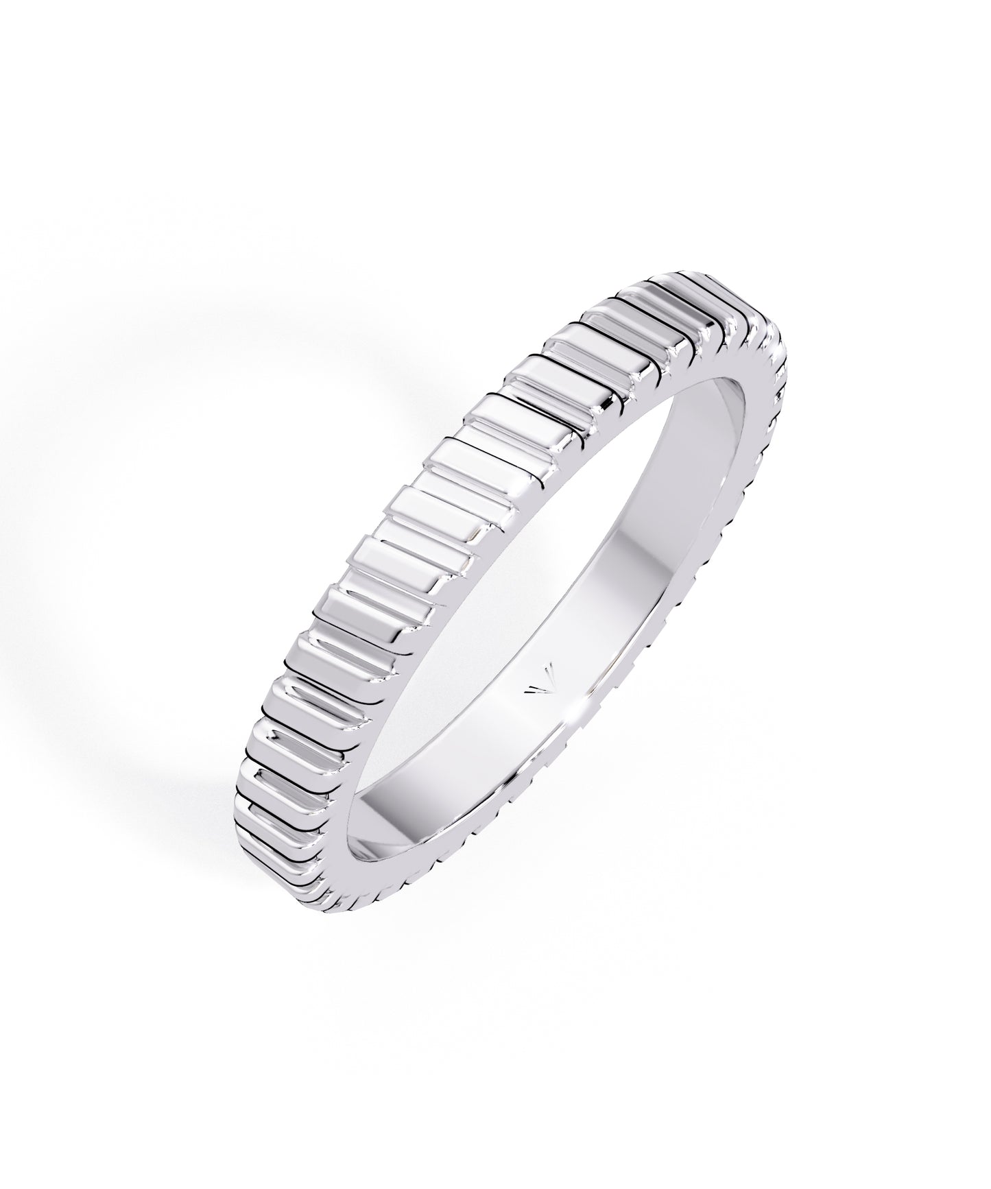 14k White Gold 2.6mm Striped Band