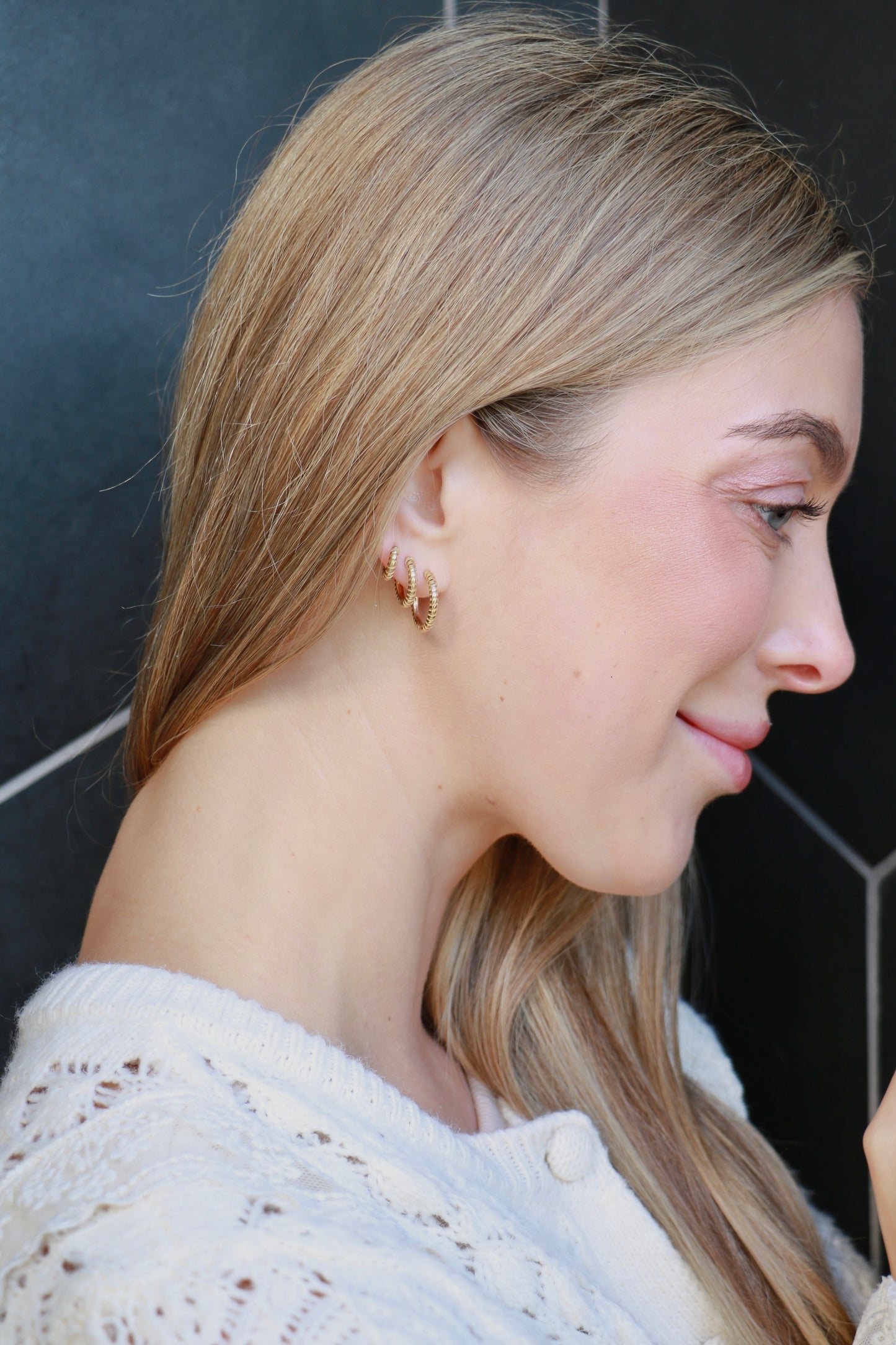 14k Gold Hug Me Huggie Hoop Earrings