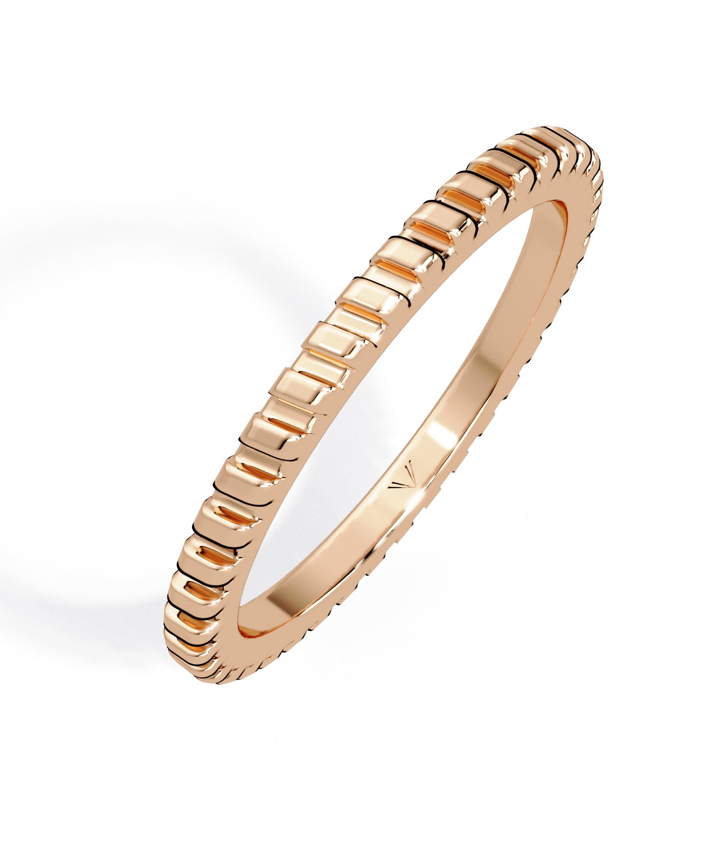 14k Rose Gold 1.6mm Striped Band