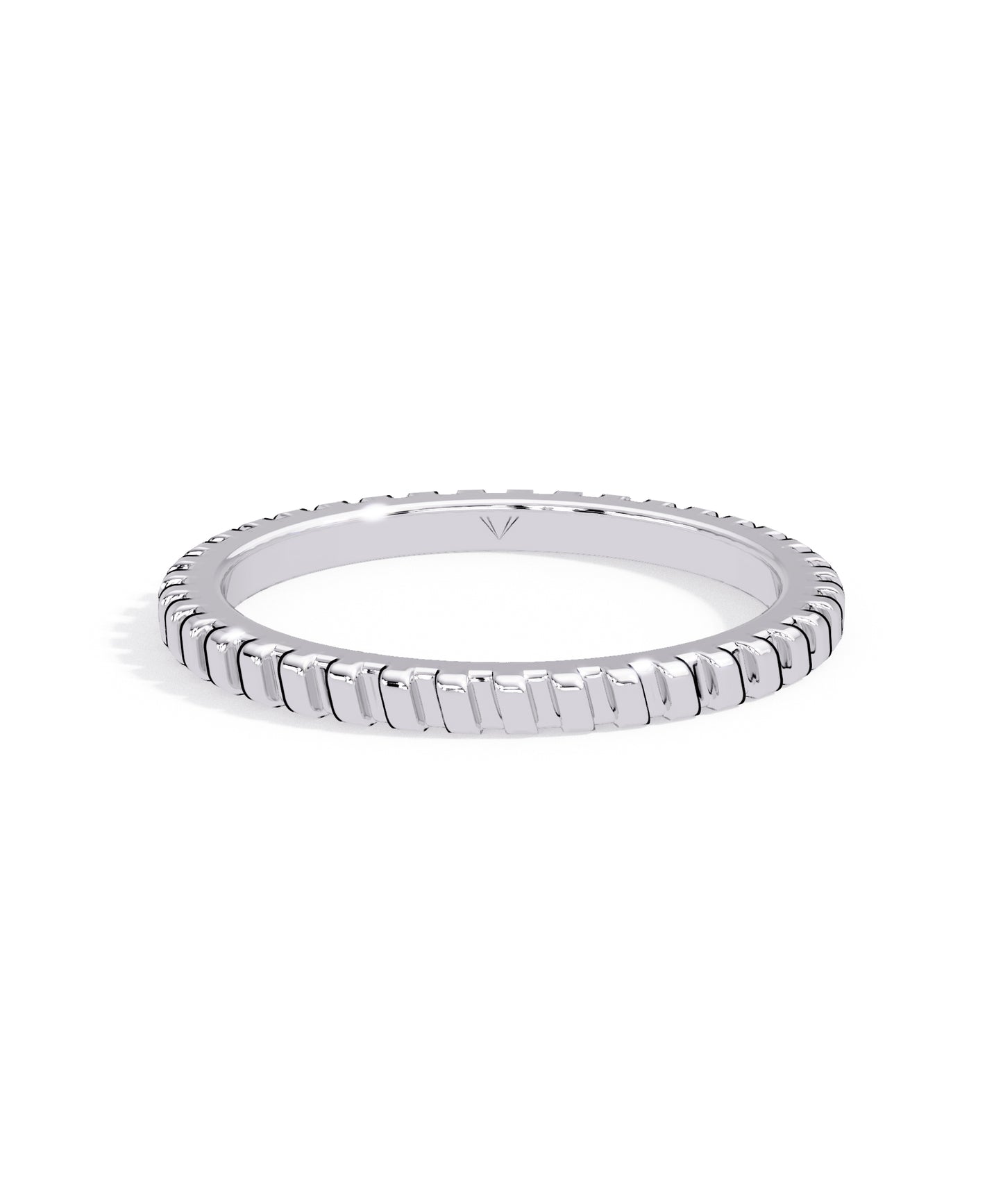 14k White Gold 1.6mm Striped Band