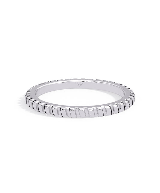 14k White Gold 1.6mm Striped Band