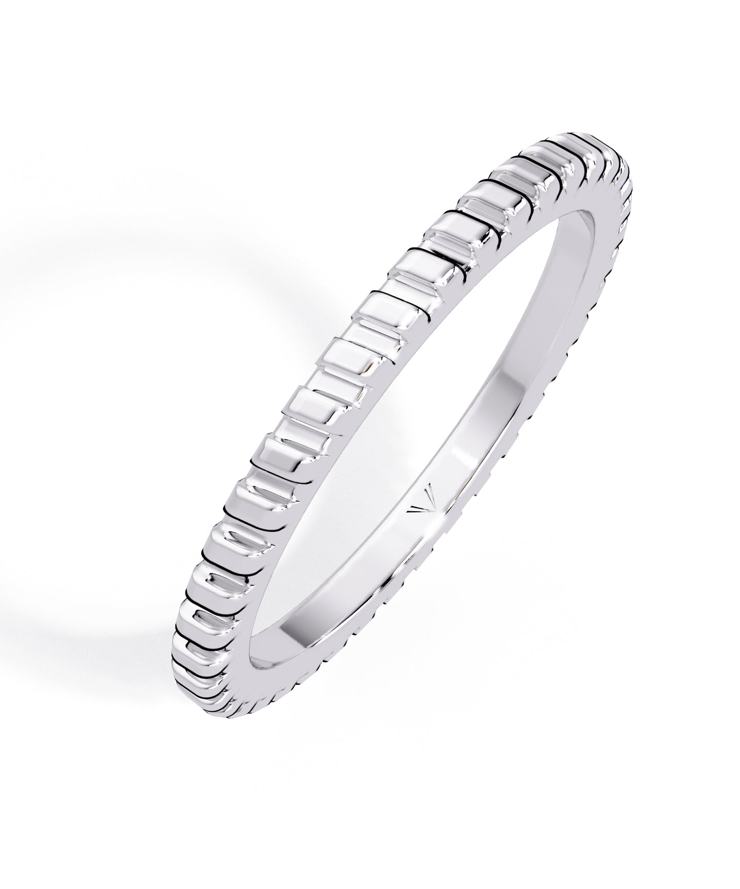 14k White Gold 1.6mm Striped Band