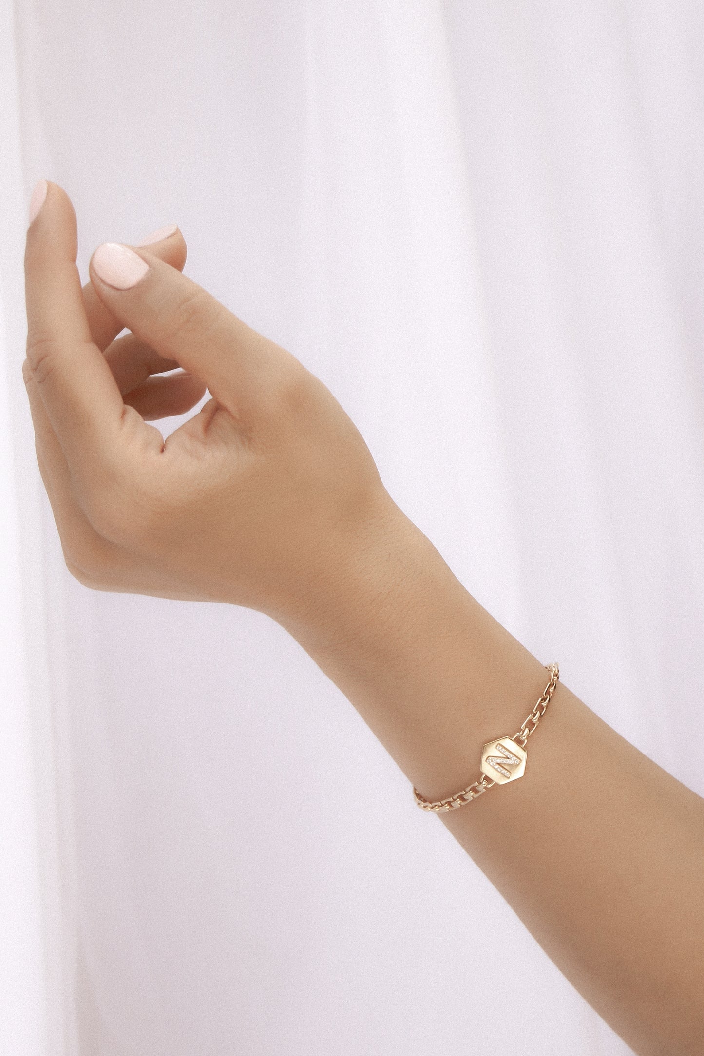 14K Yellow Gold Large Initial Chain Bracelet