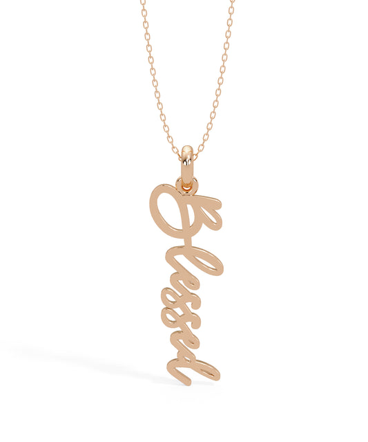 14k Rose Gold Blessed Script Necklace