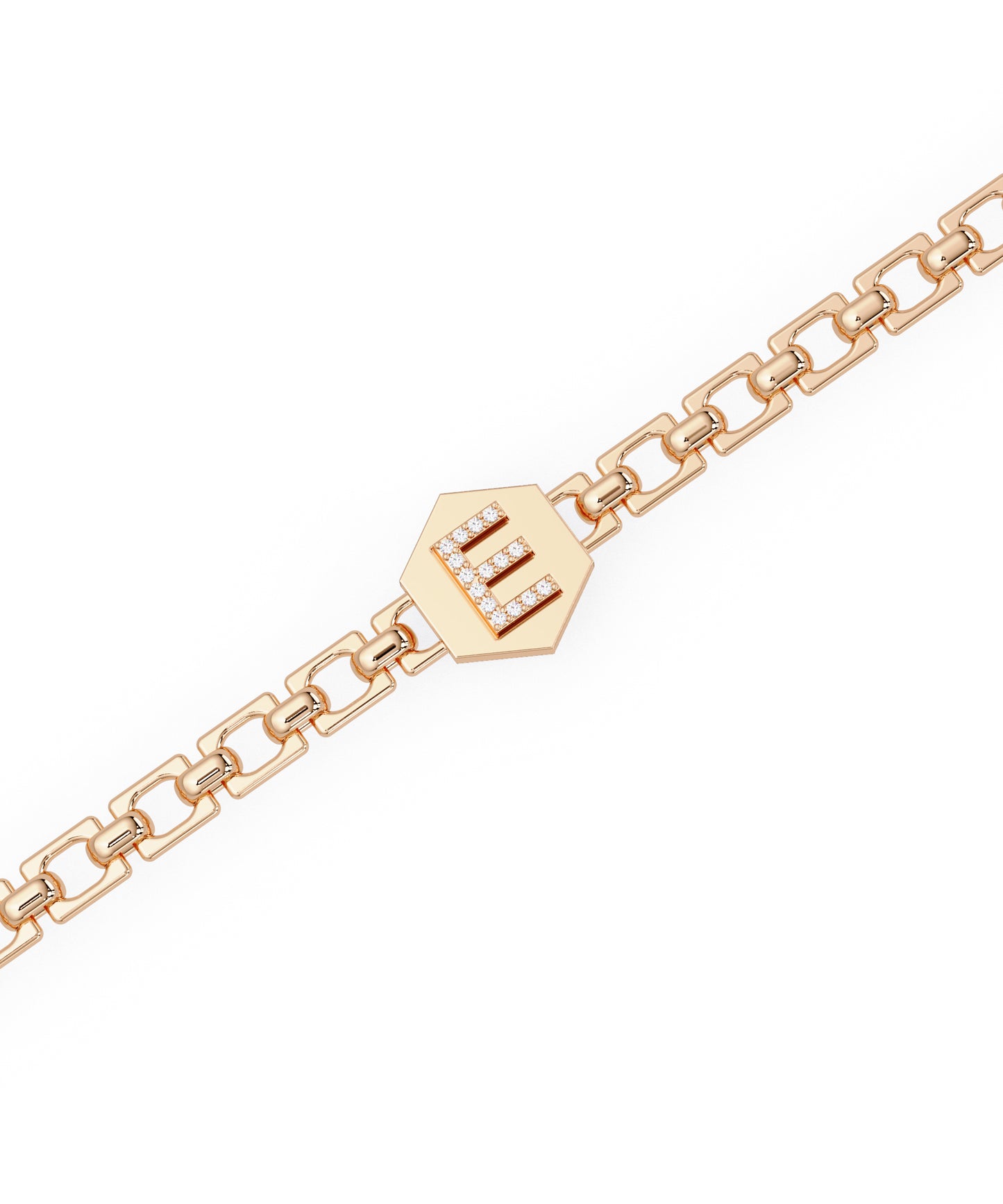 14k Rose Gold Small Initial Chain Bracelet