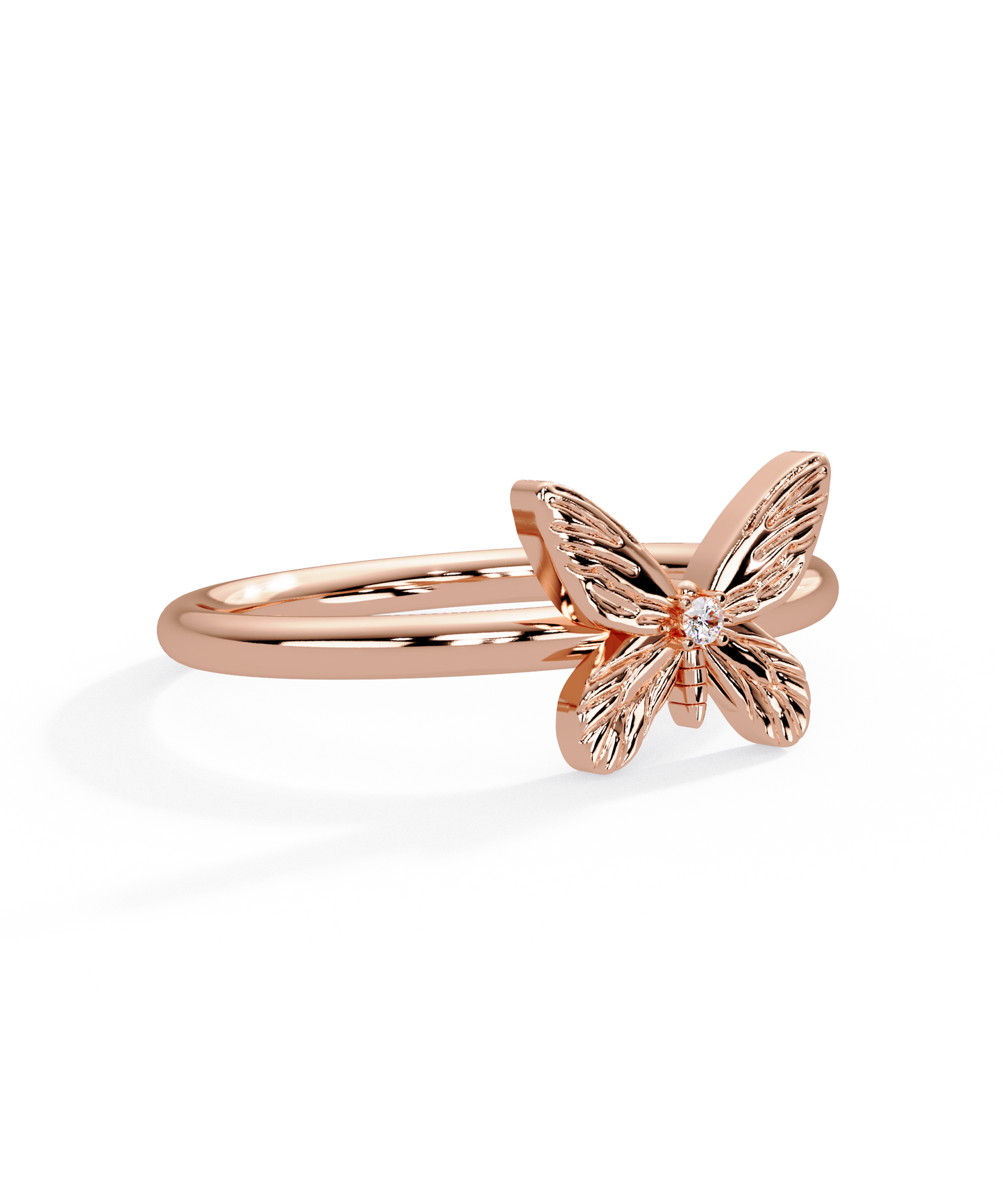 14k Rose Gold Tiny Butterfly Ring