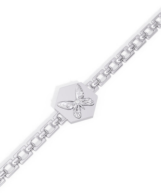14k White Gold Hexagon Butterfly Bracelet