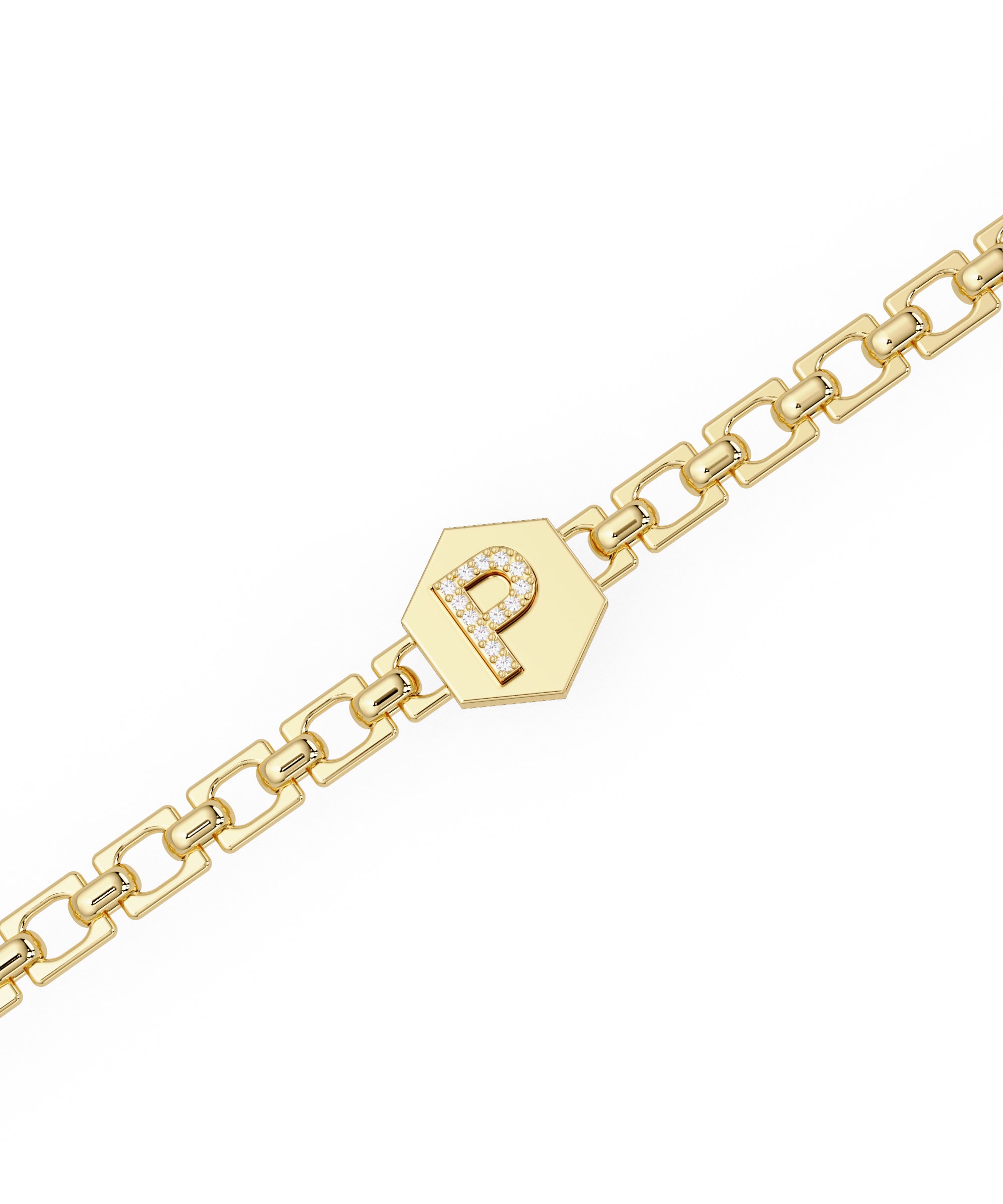 14k Yellow Gold Small Initial Chain Bracelet