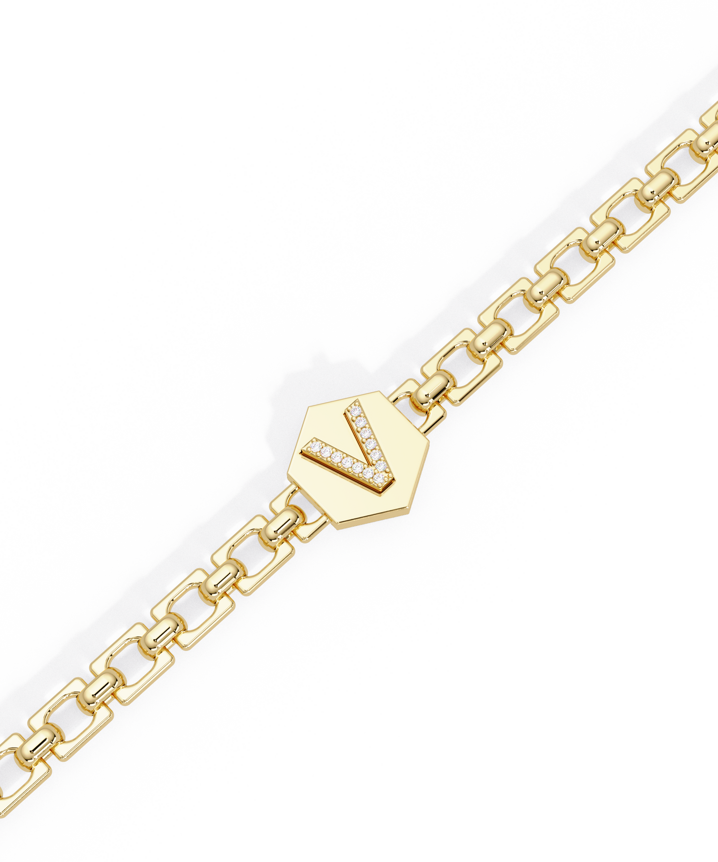 14k Yellow Gold Small Initial Chain Bracelet