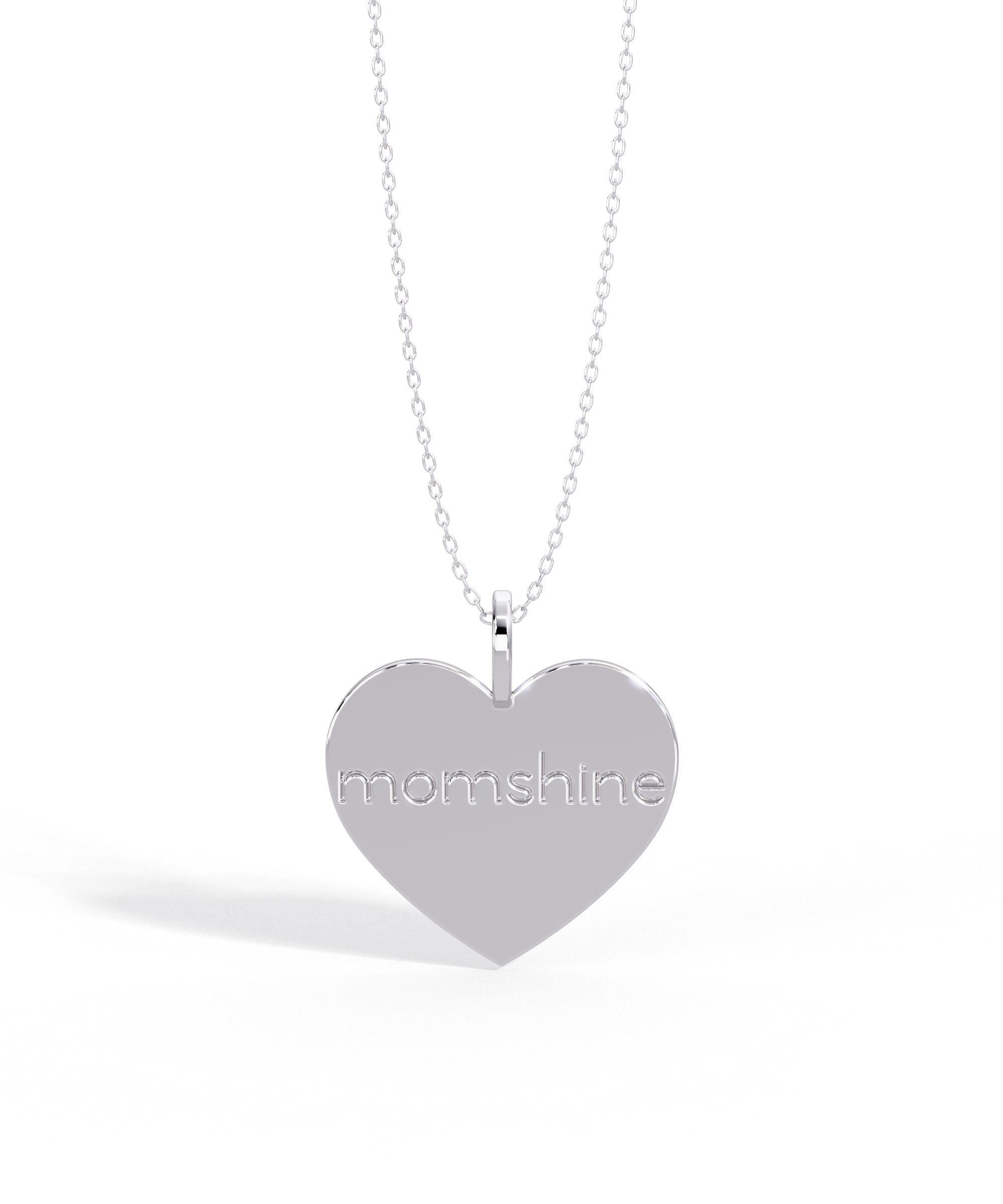 14k White Gold Momshine Heart Pendant