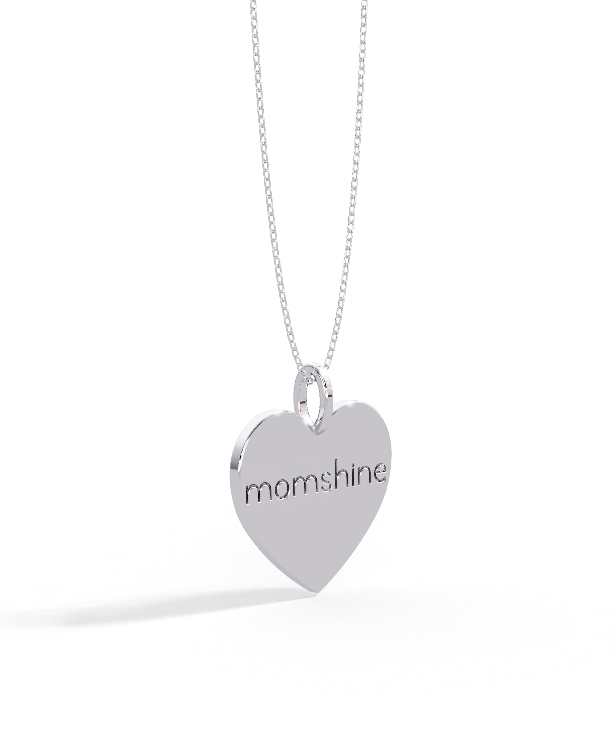 14k White Gold Momshine Heart Pendant