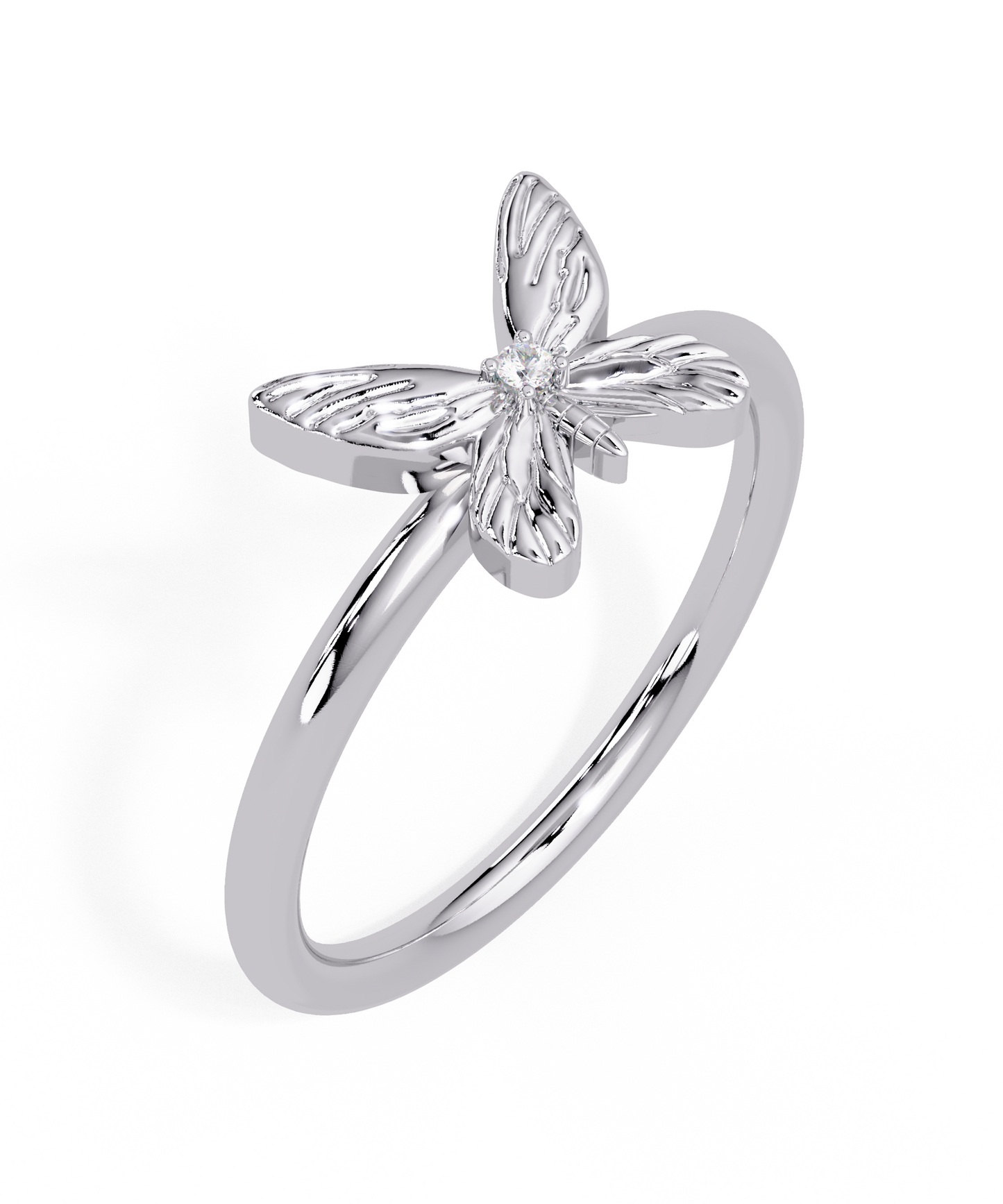14k White Gold Tiny Butterfly Ring