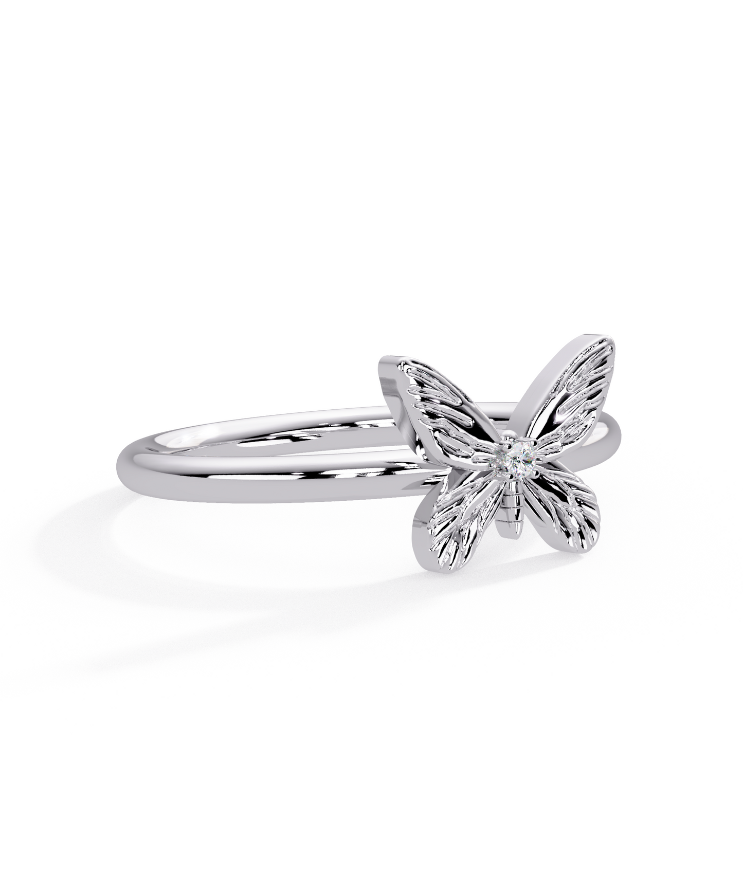 14k White Gold Tiny Butterfly Ring