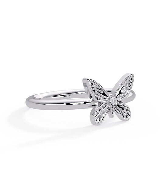 14k White Gold Tiny Butterfly Ring