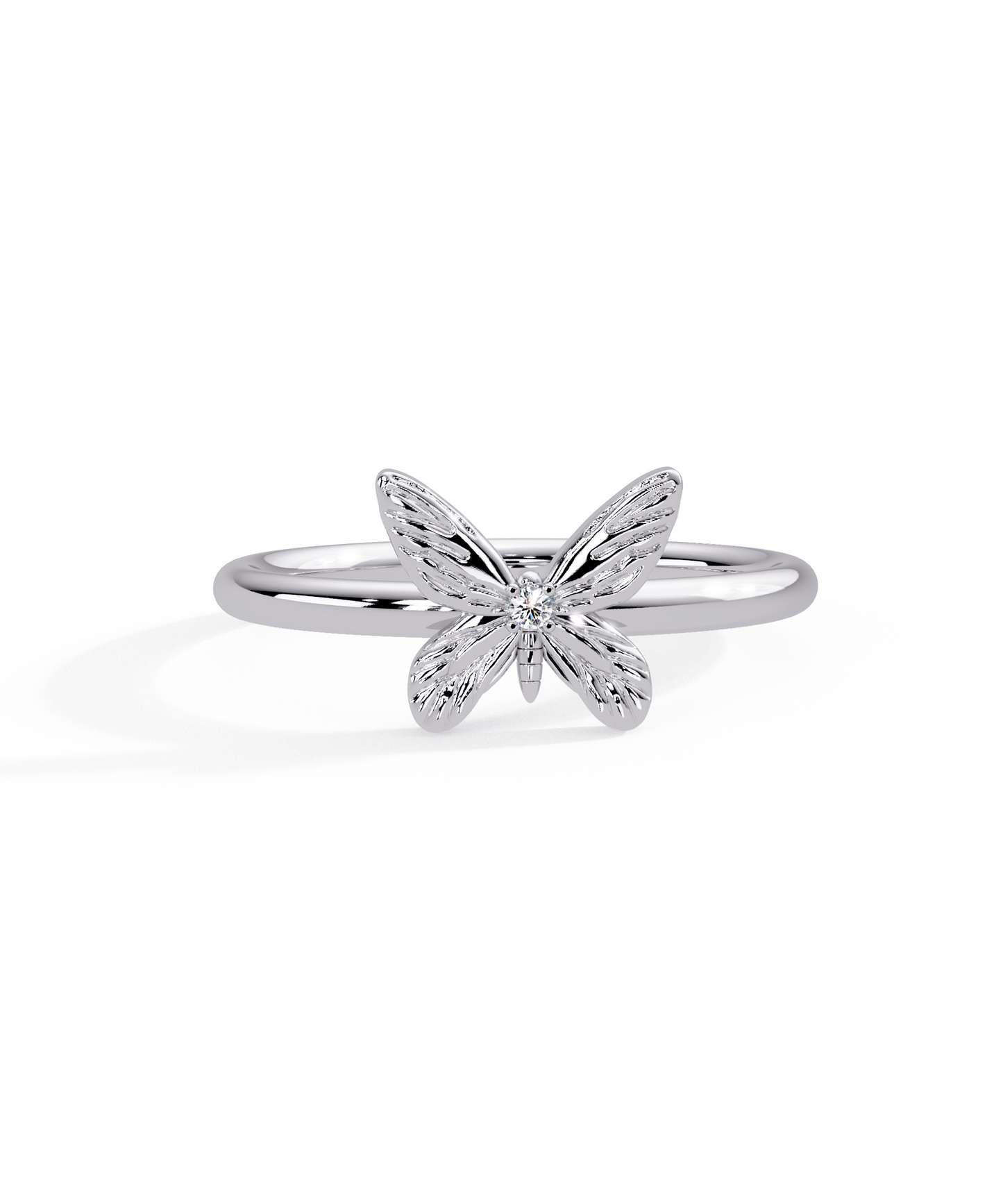 14k White Gold Tiny Butterfly Ring