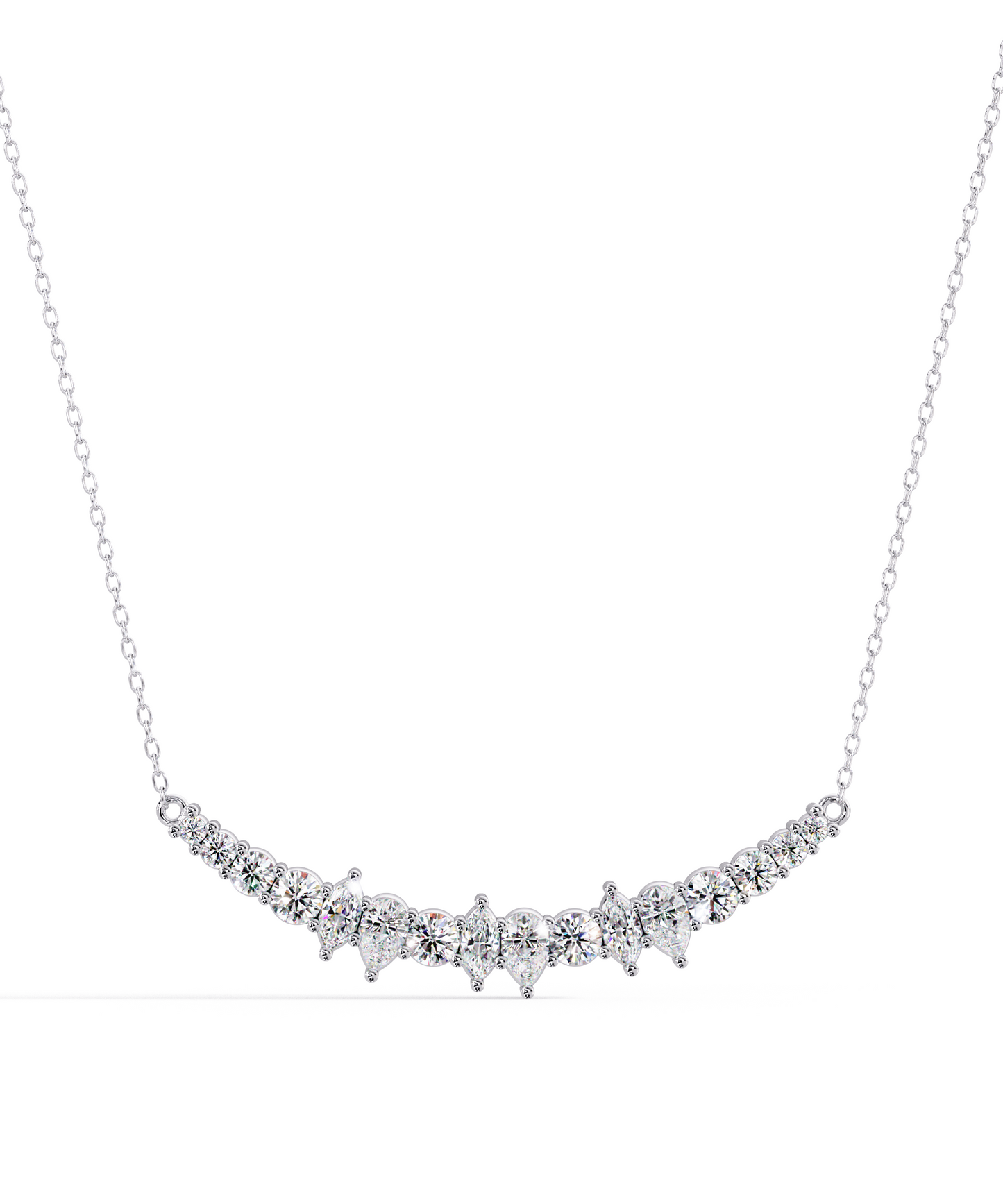 14k White Gold Unity Crescent Necklace