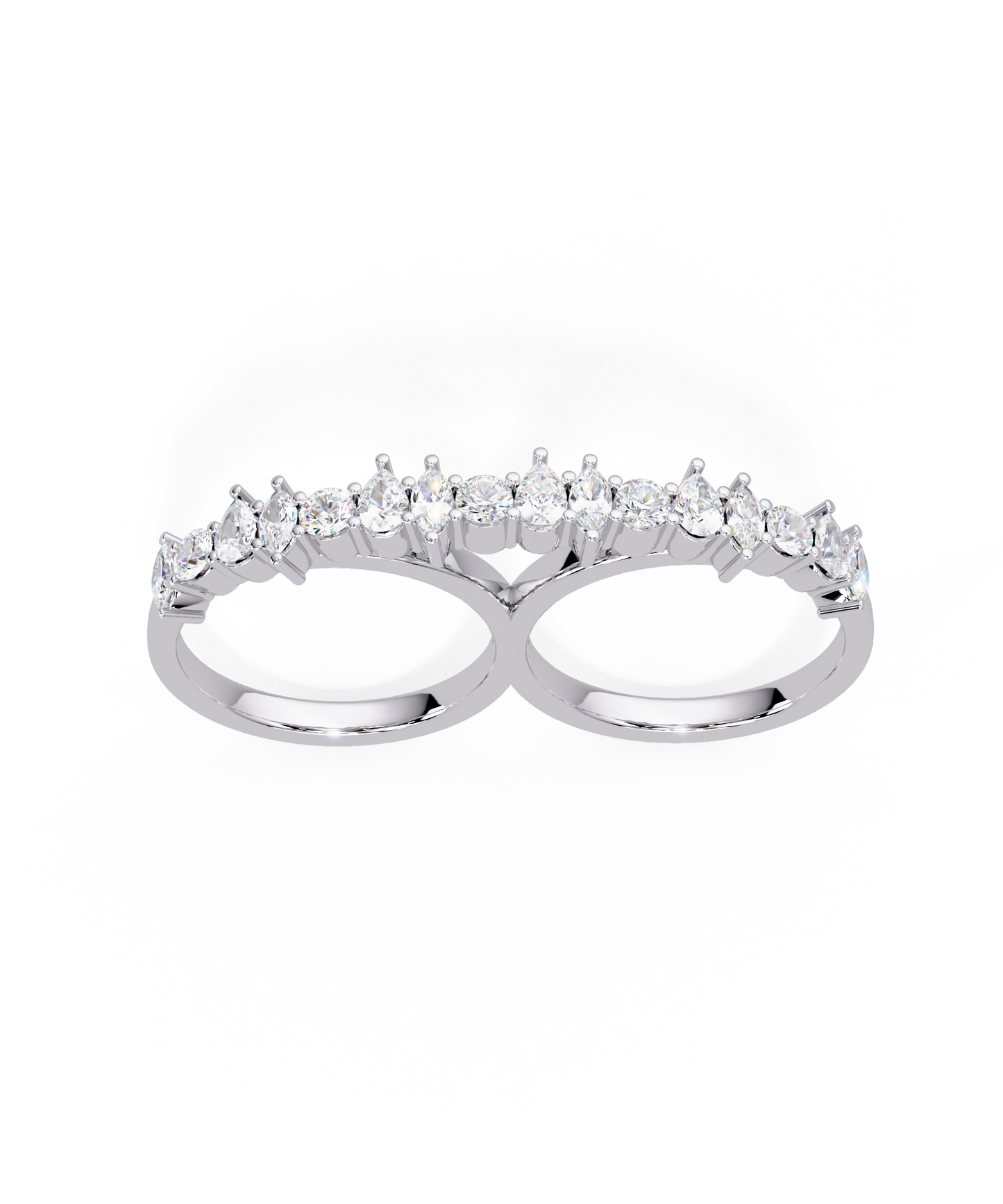 14k White Gold Unity Double Ring