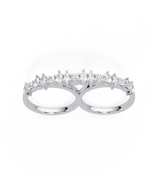 14k White Gold Unity Double Ring