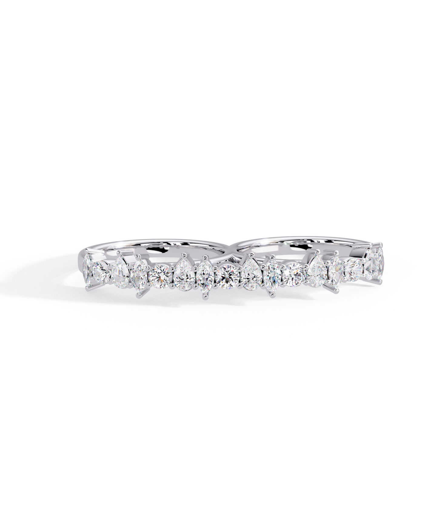 14k White Gold Unity Double Ring