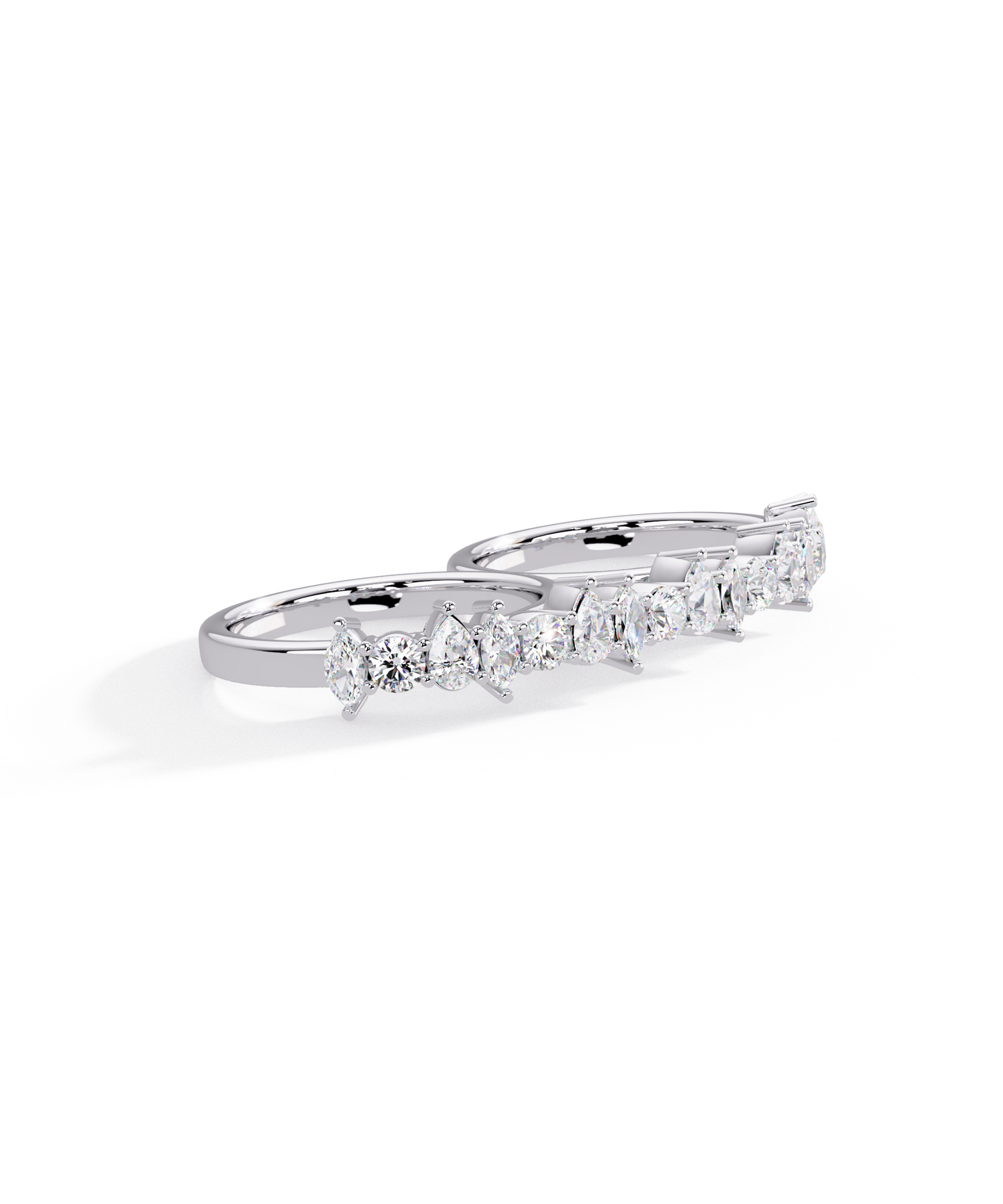 14k White Gold Unity Double Ring