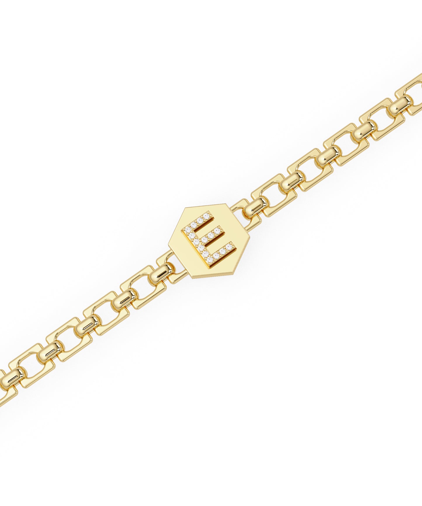 14k Yellow Gold Small Initial Chain Bracelet
