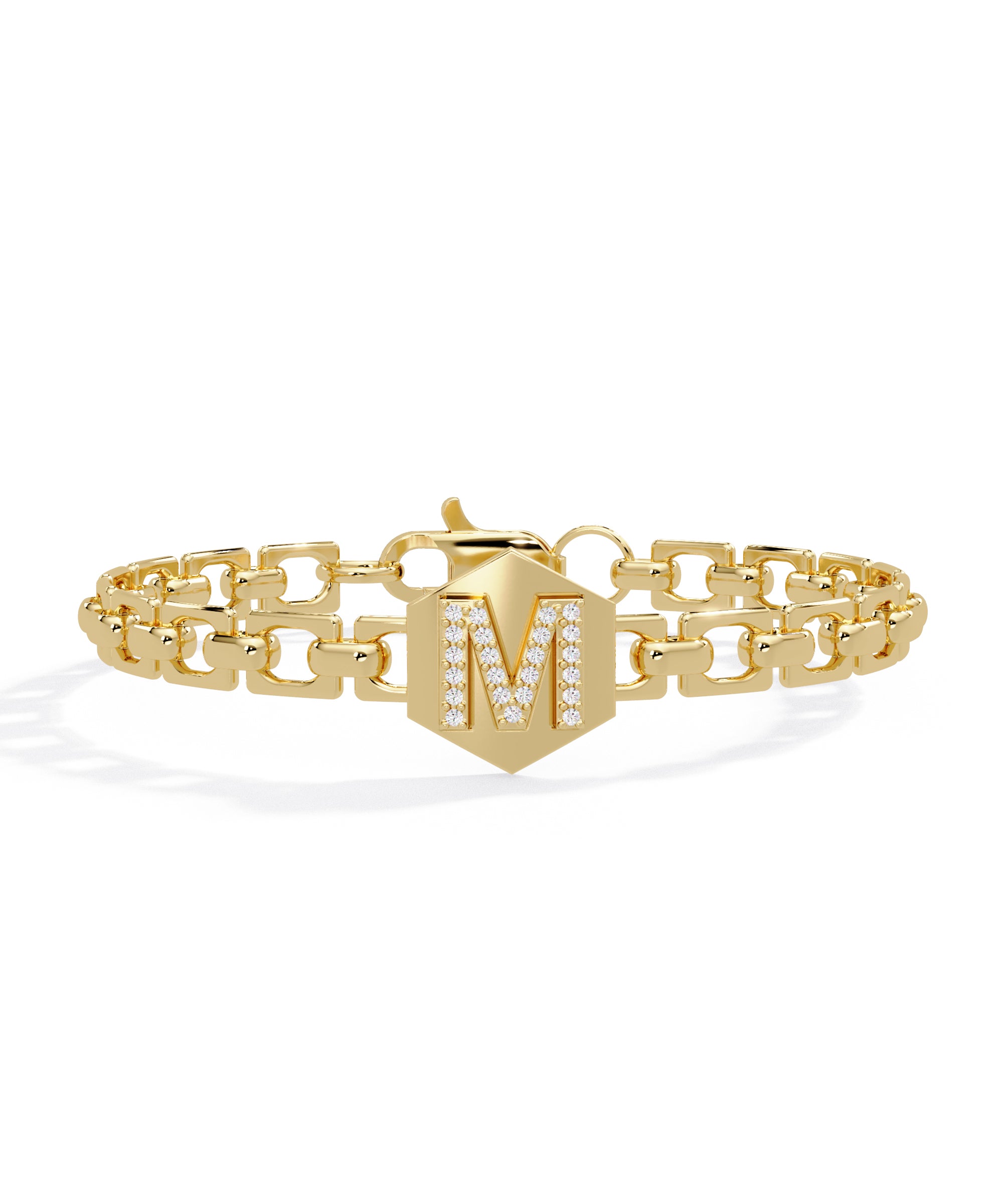 14k Yellow Gold Small Initial Chain Bracelet