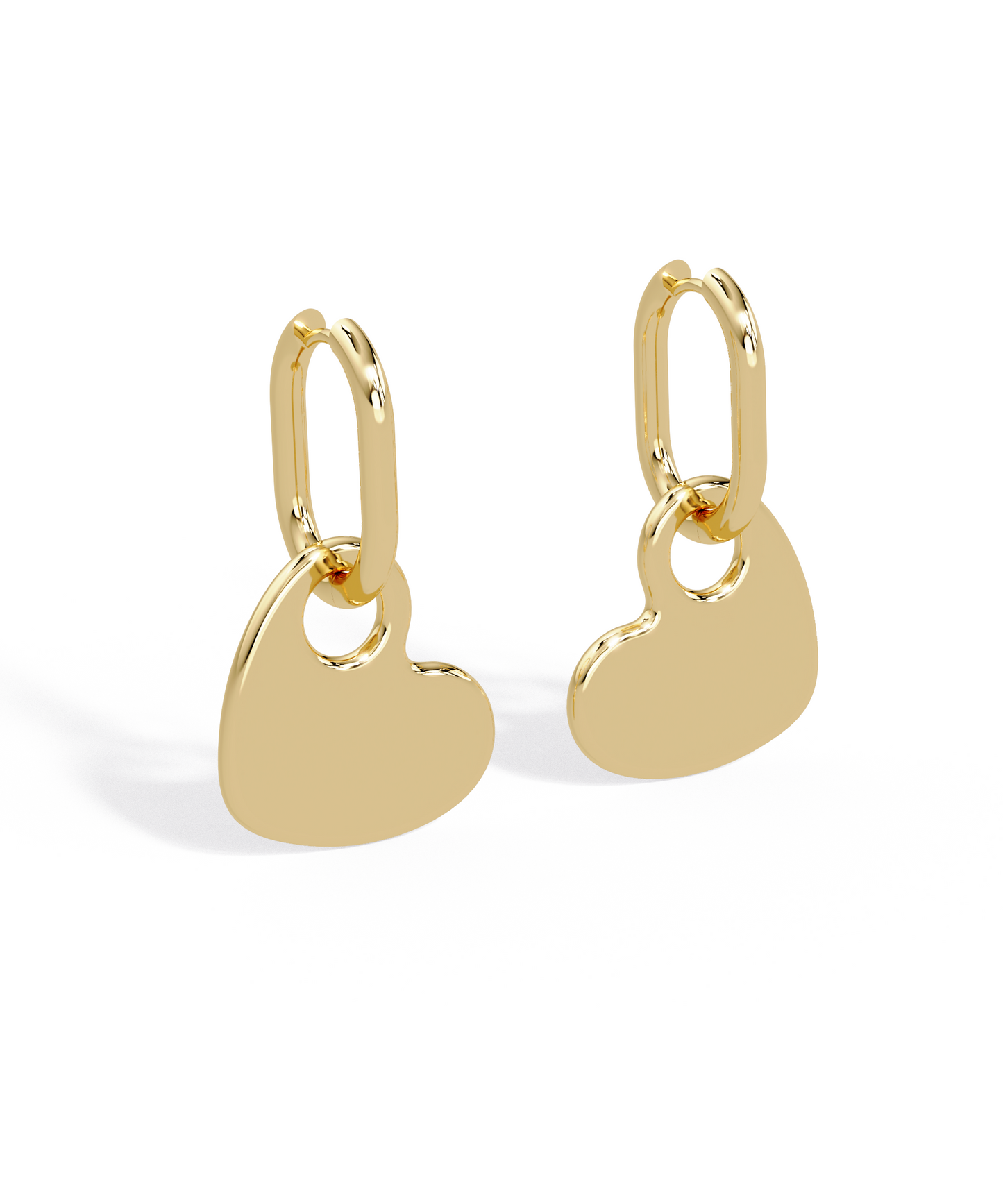 14k Yellow Removable Heart Oval Hoop Drop Earring