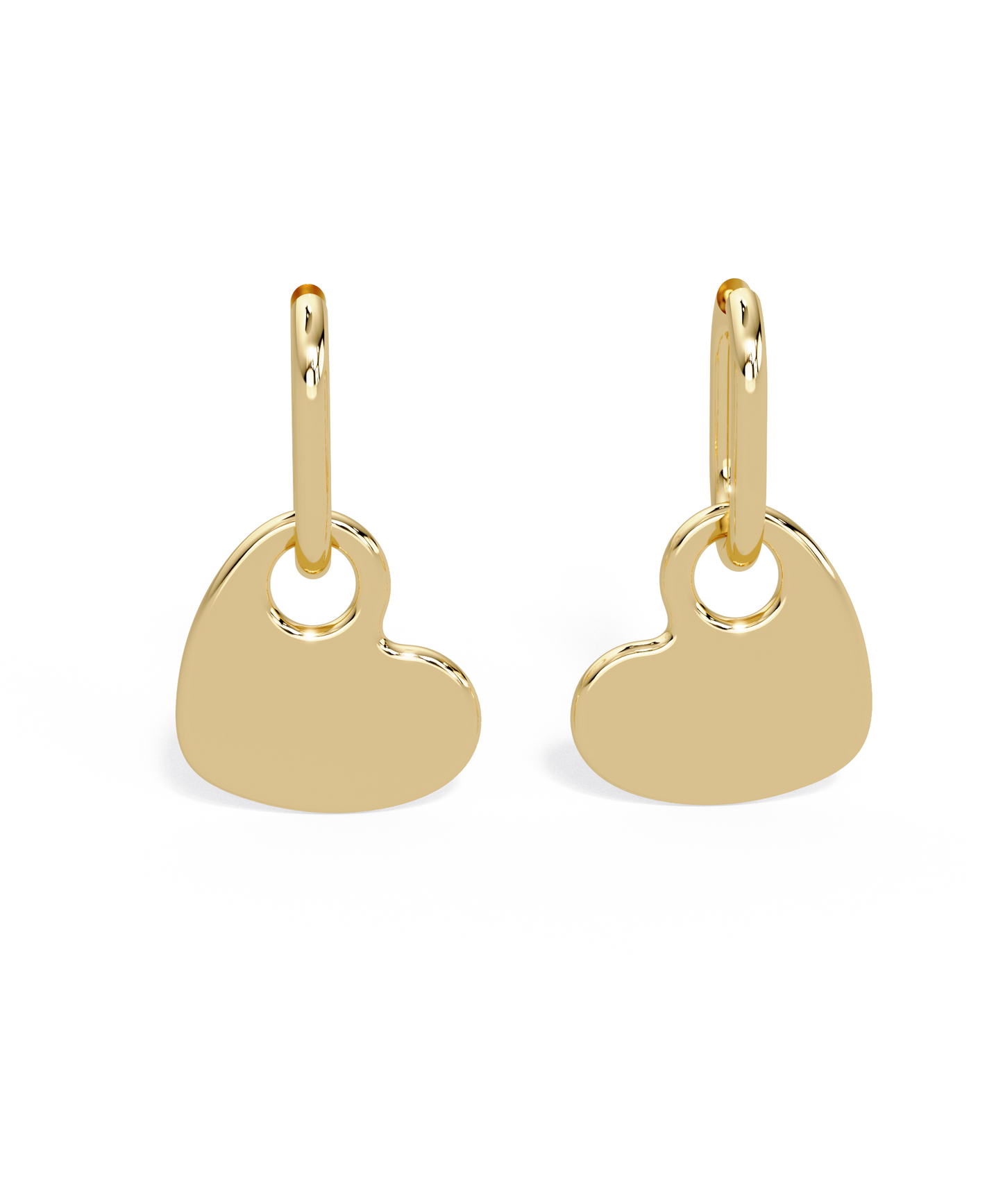 14k Yellow Removable Heart Oval Hoop Drop Earring
