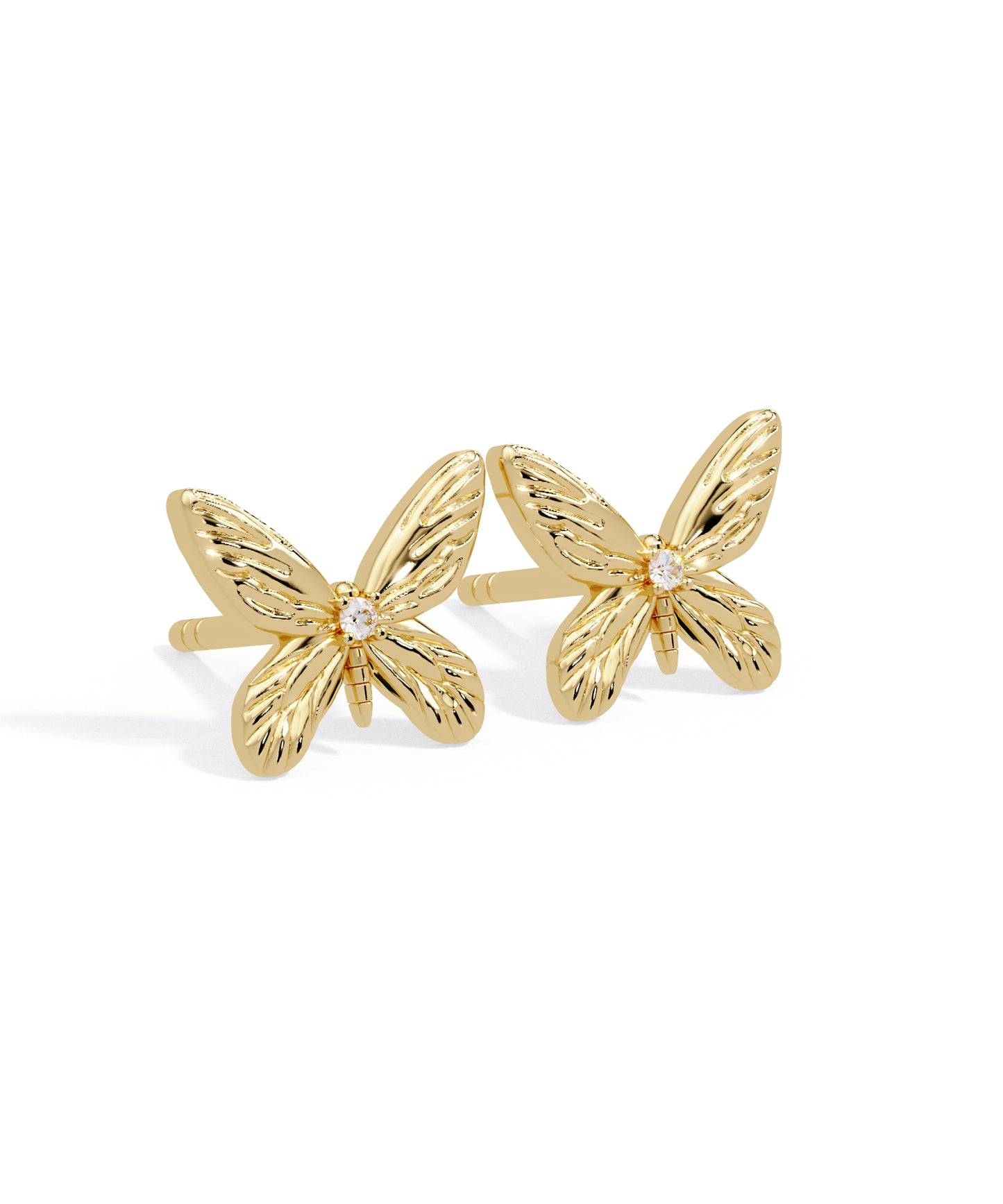 Tiny Butterfly Studs in 14k Yellow Gold