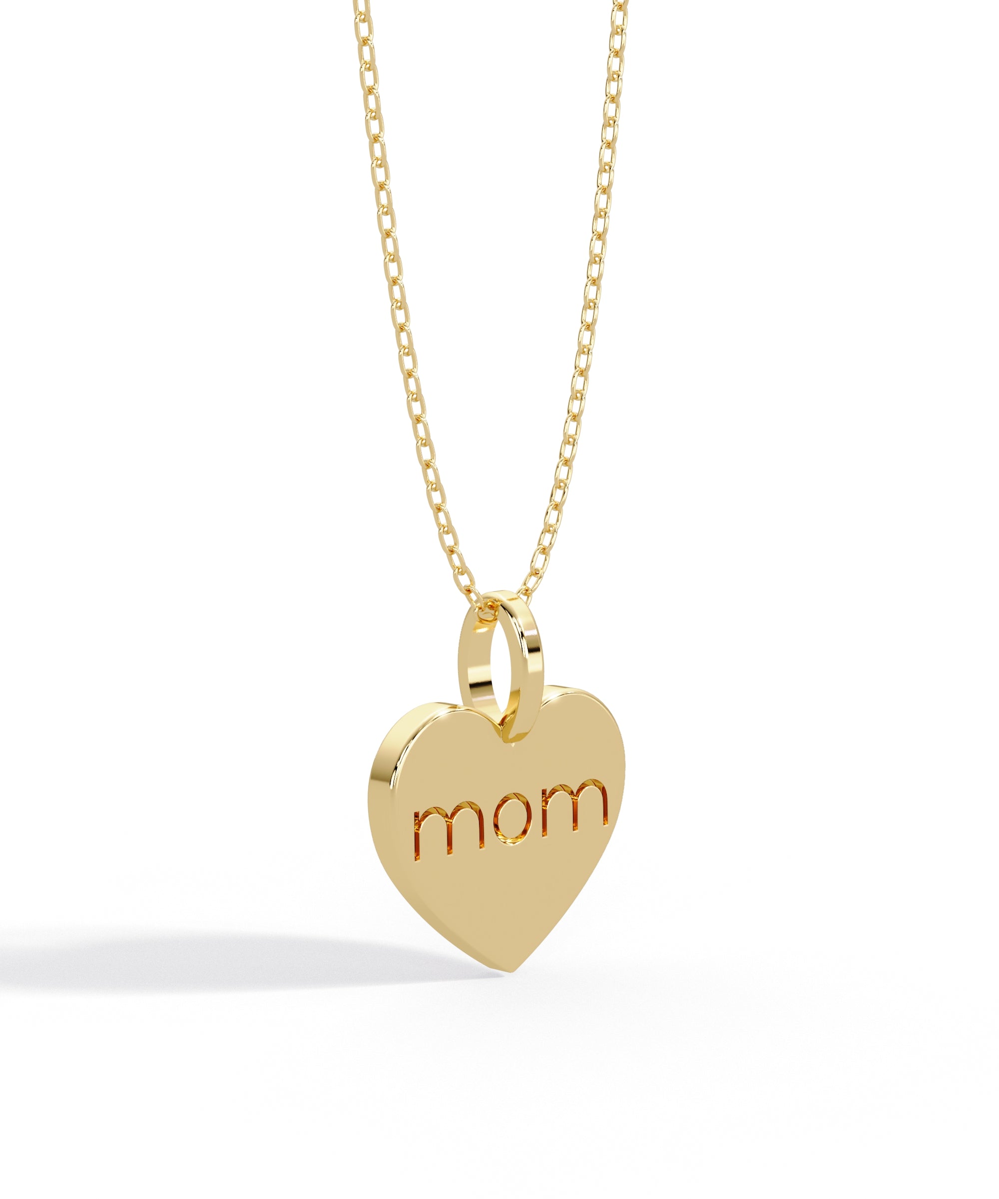 14k Yellow Gold Mom Heart Pendant