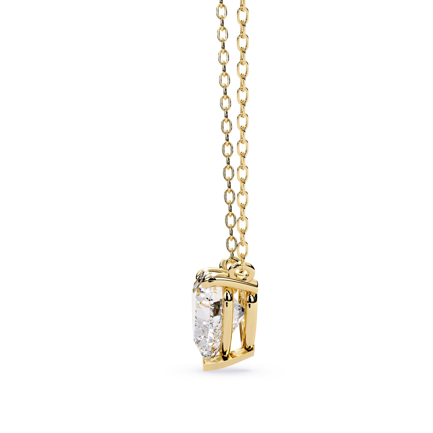 14K Yellow Gold Solitaire Diamond Heart Necklace 1ct