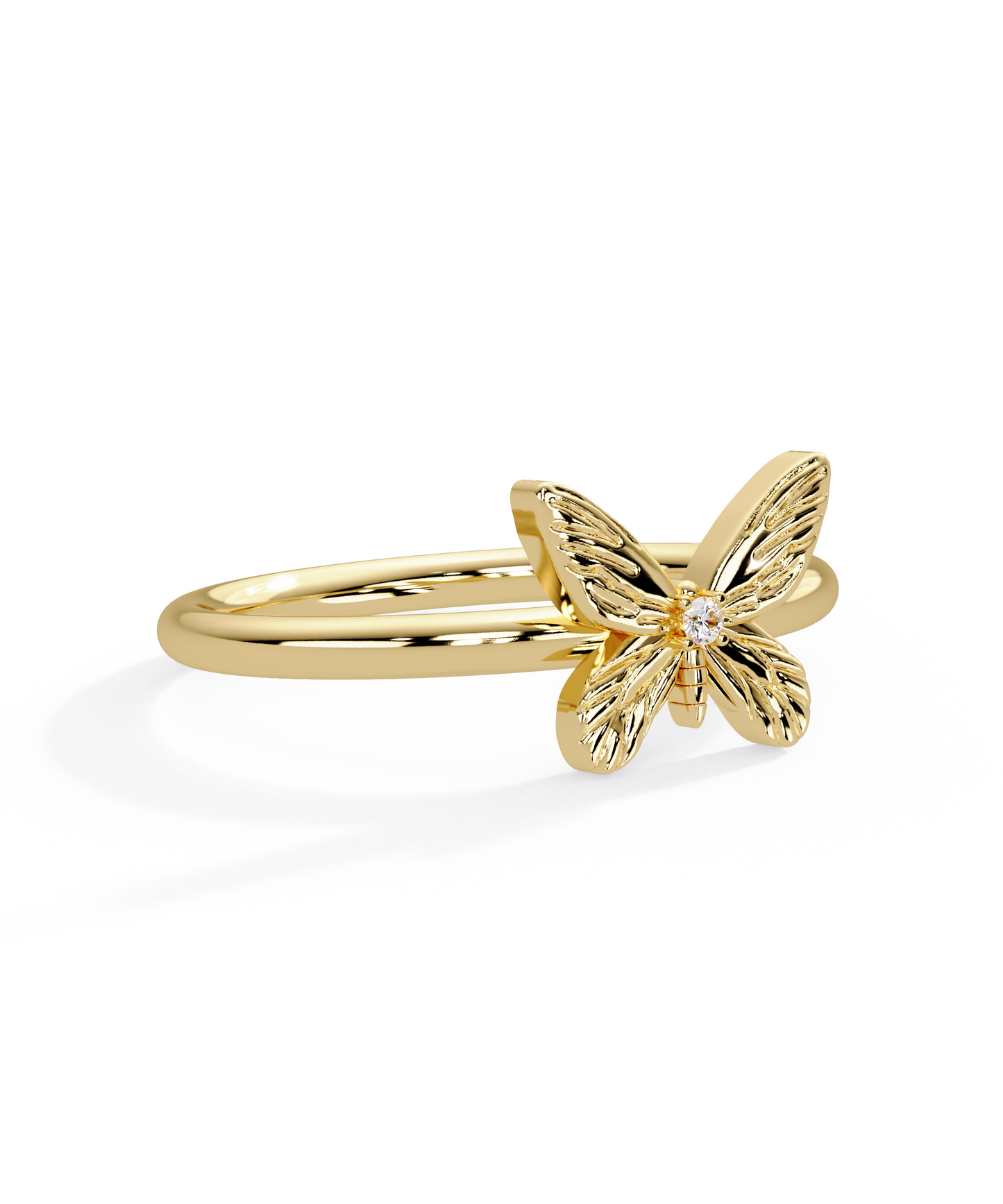 14k Yellow Gold Tiny Butterfly Ring