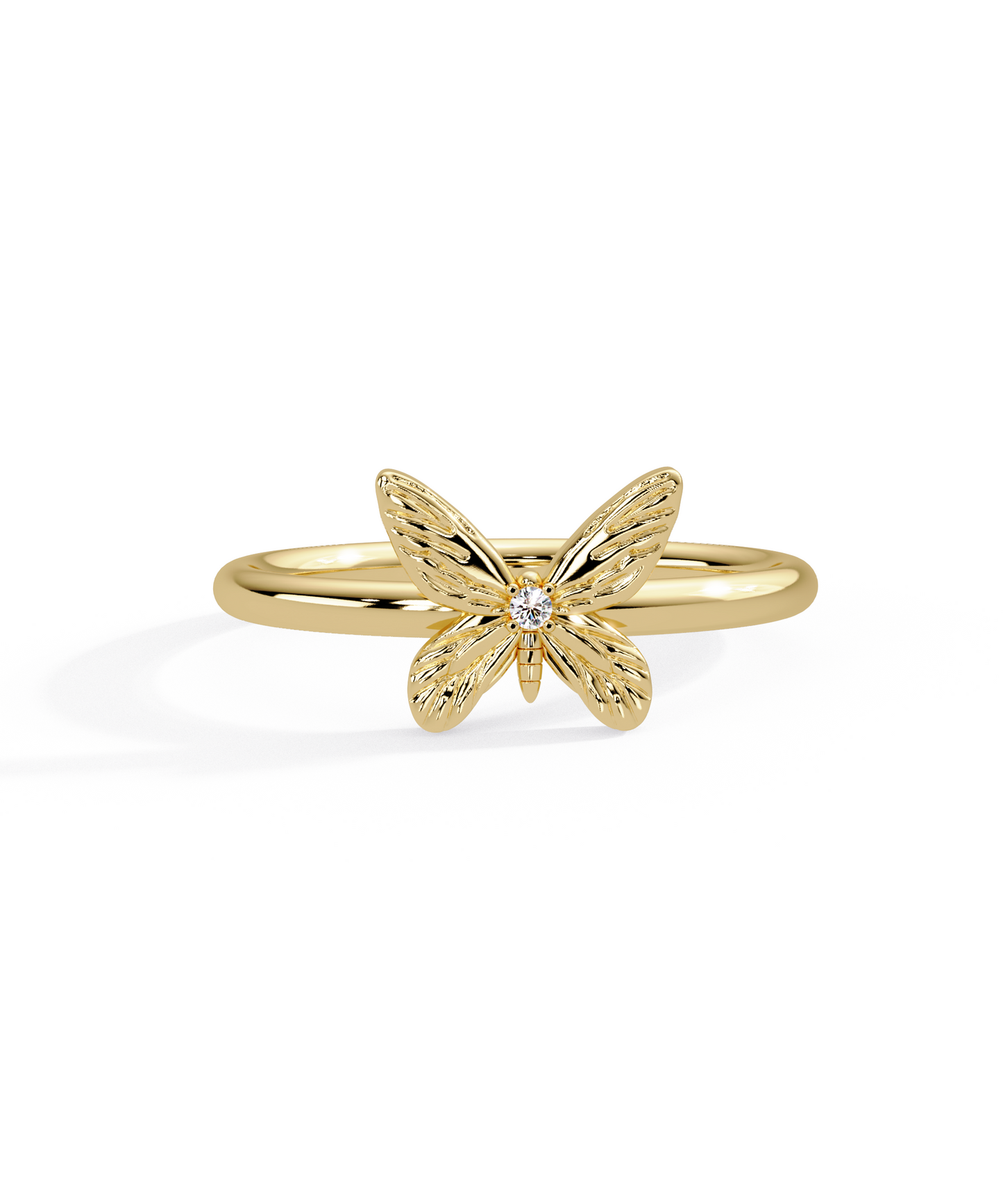 14k Yellow Gold Tiny Butterfly Ring