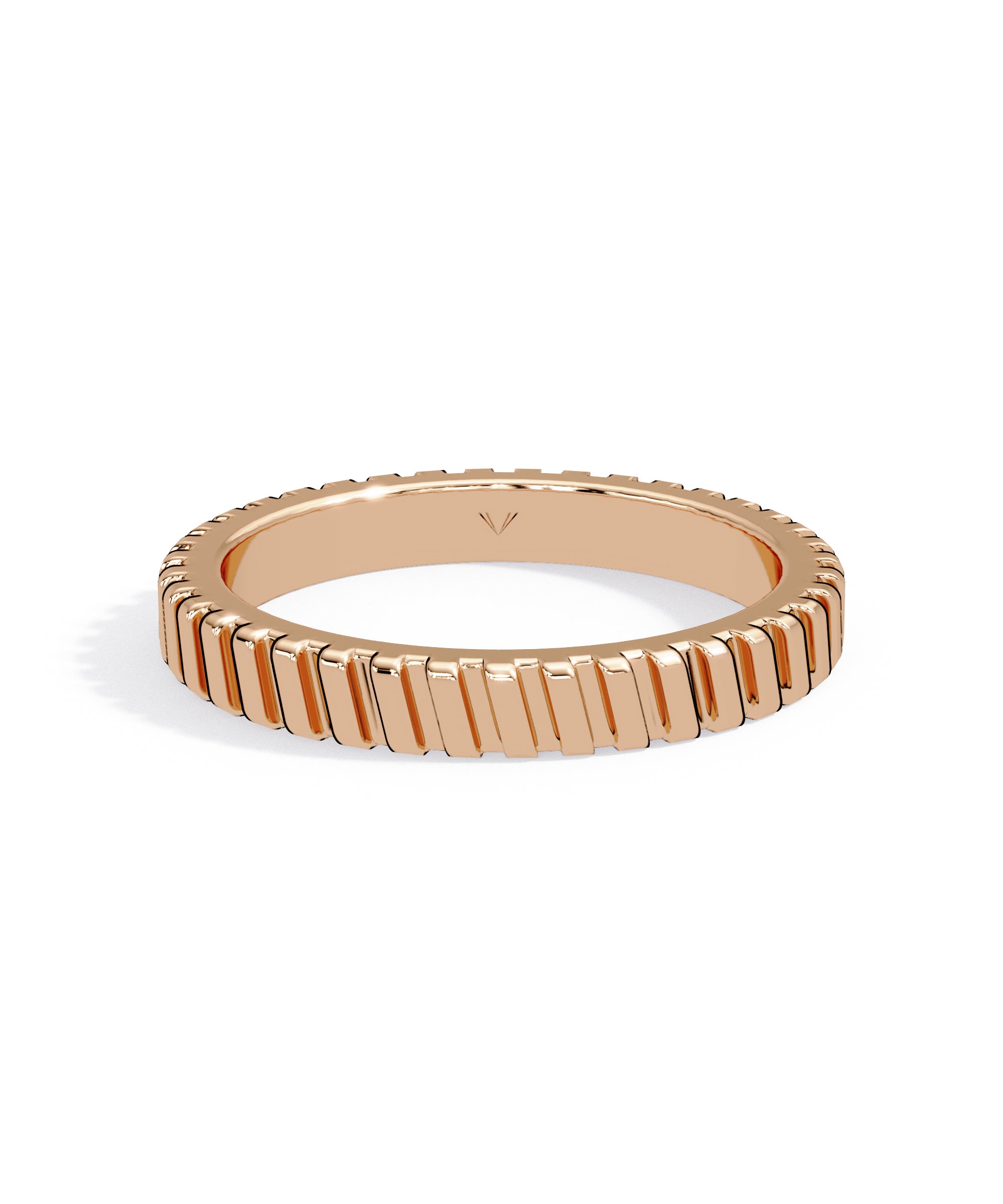 2.6mm Striped Band in 14k Rose Gold
