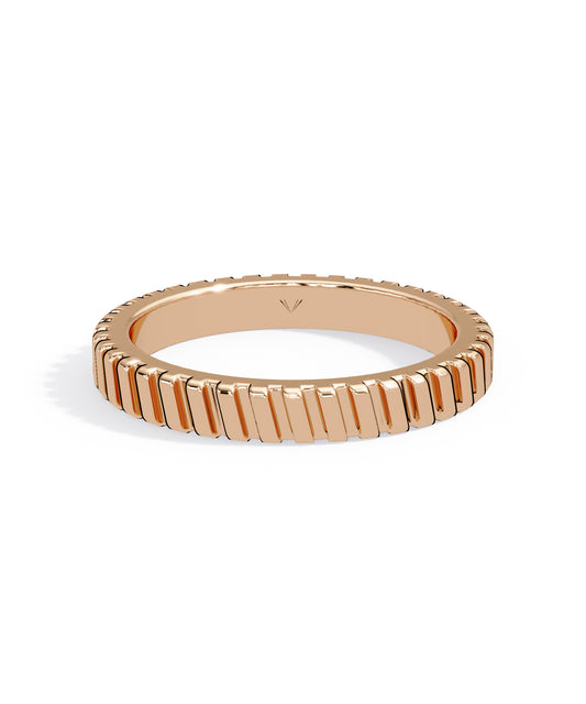 14k Rose Gold 2.6mm Striped Band