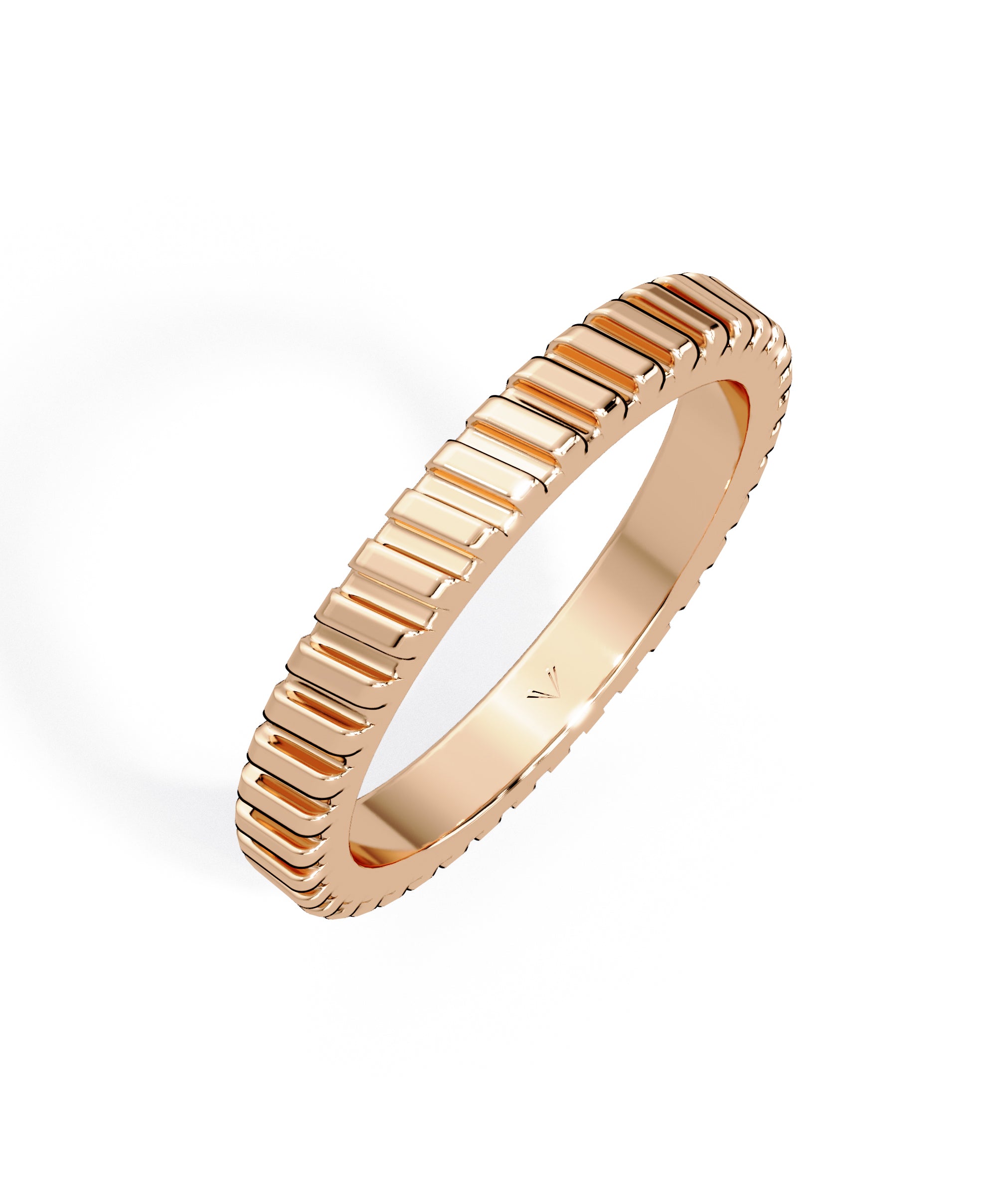 2.6mm Striped Band in 14k Rose Gold