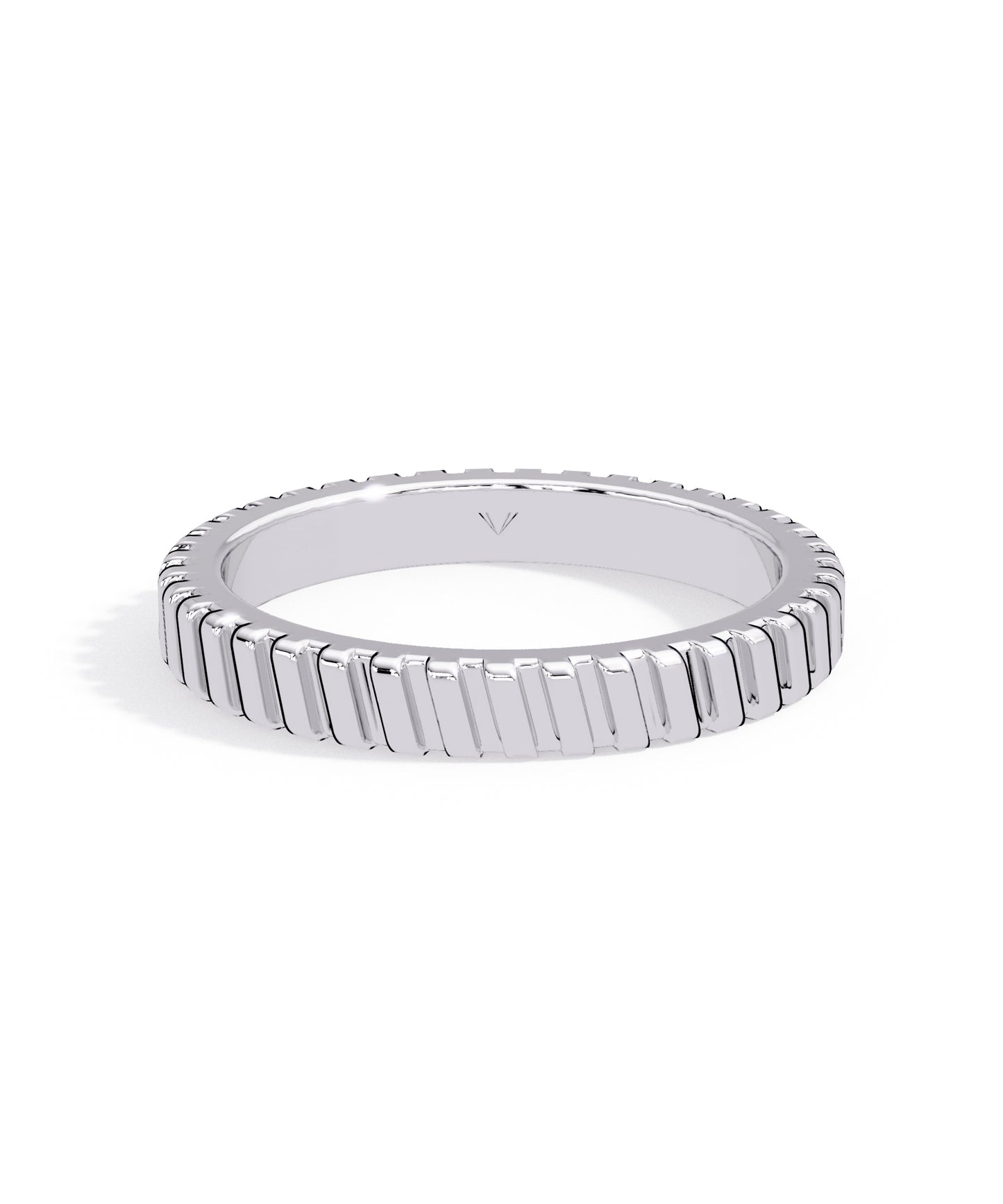 14k White Gold 2.6mm Striped Band