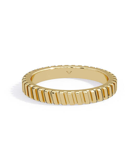 14k Yellow Gold 2.6mm Striped Band