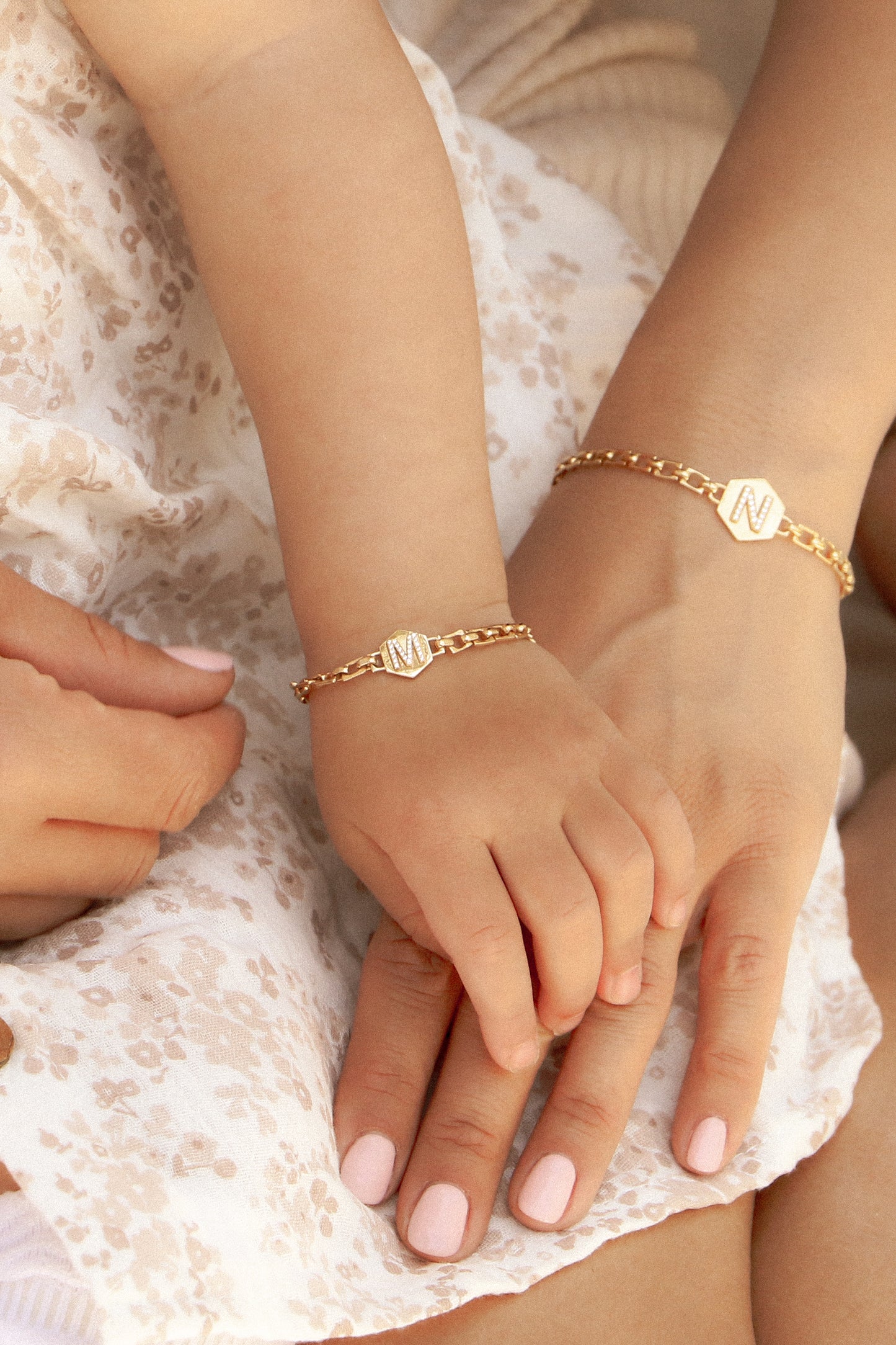 14K Yellow Gold Large Initial Chain Bracelet