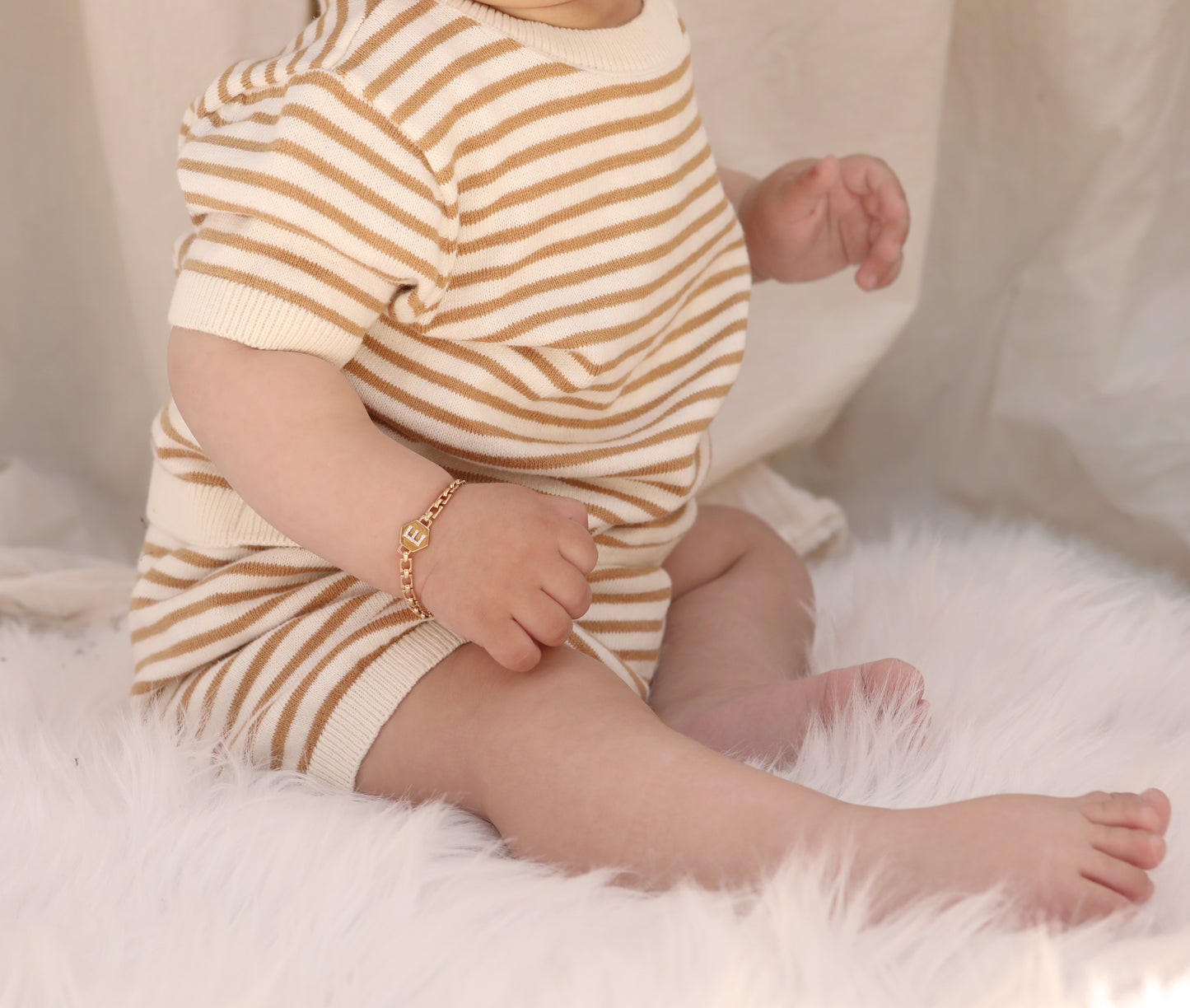 14k Yellow Gold Small Initial Chain Bracelet