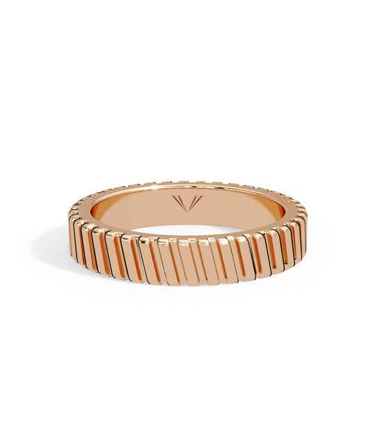 14k Rose Gold 3.6mm Striped Band