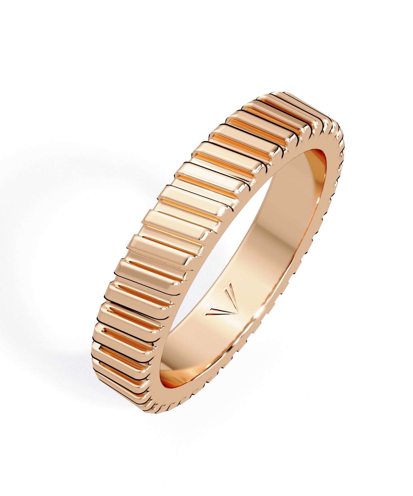 14k Rose Gold 3.6mm Striped Band
