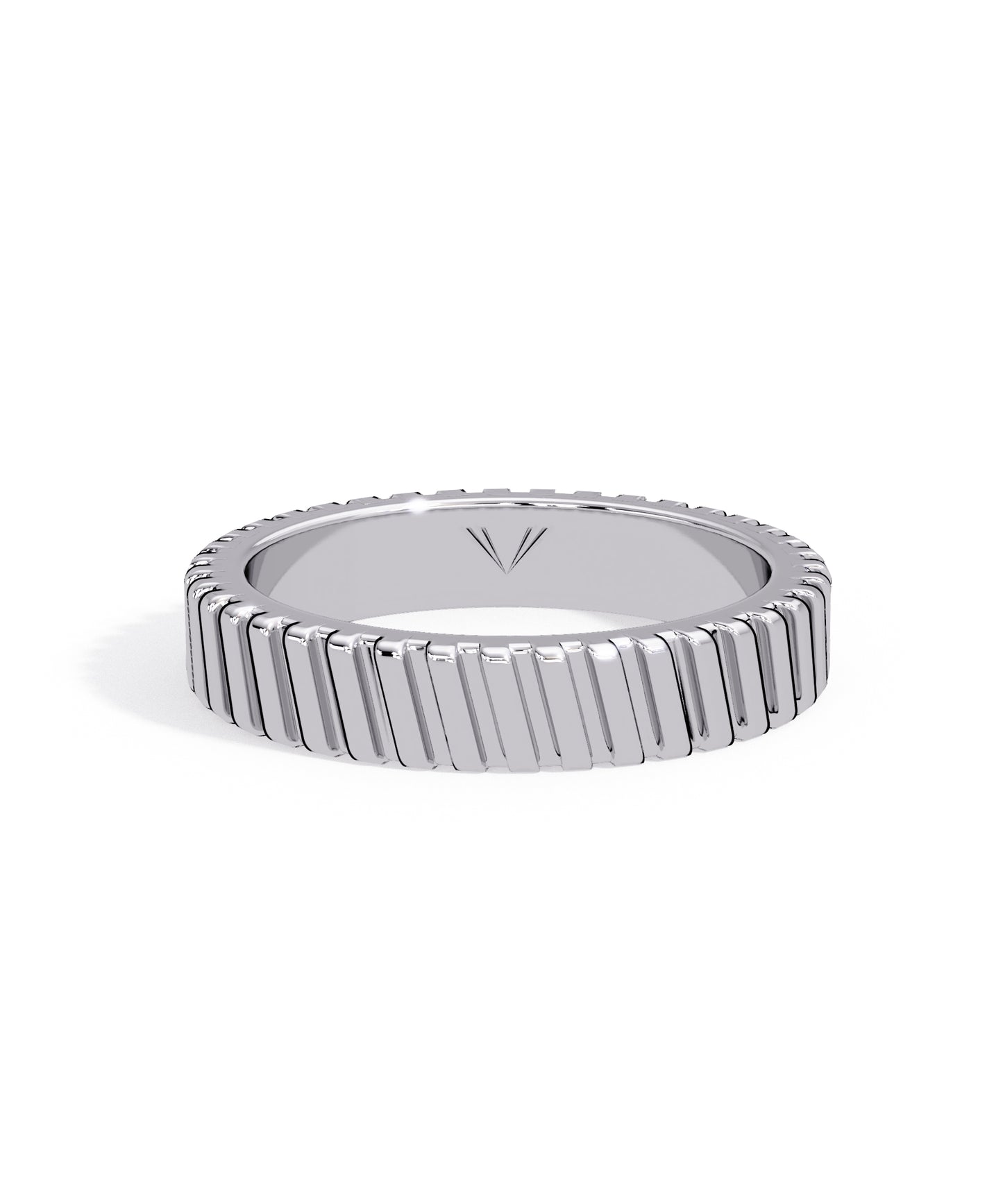 14k White Gold 3.6mm Striped Band