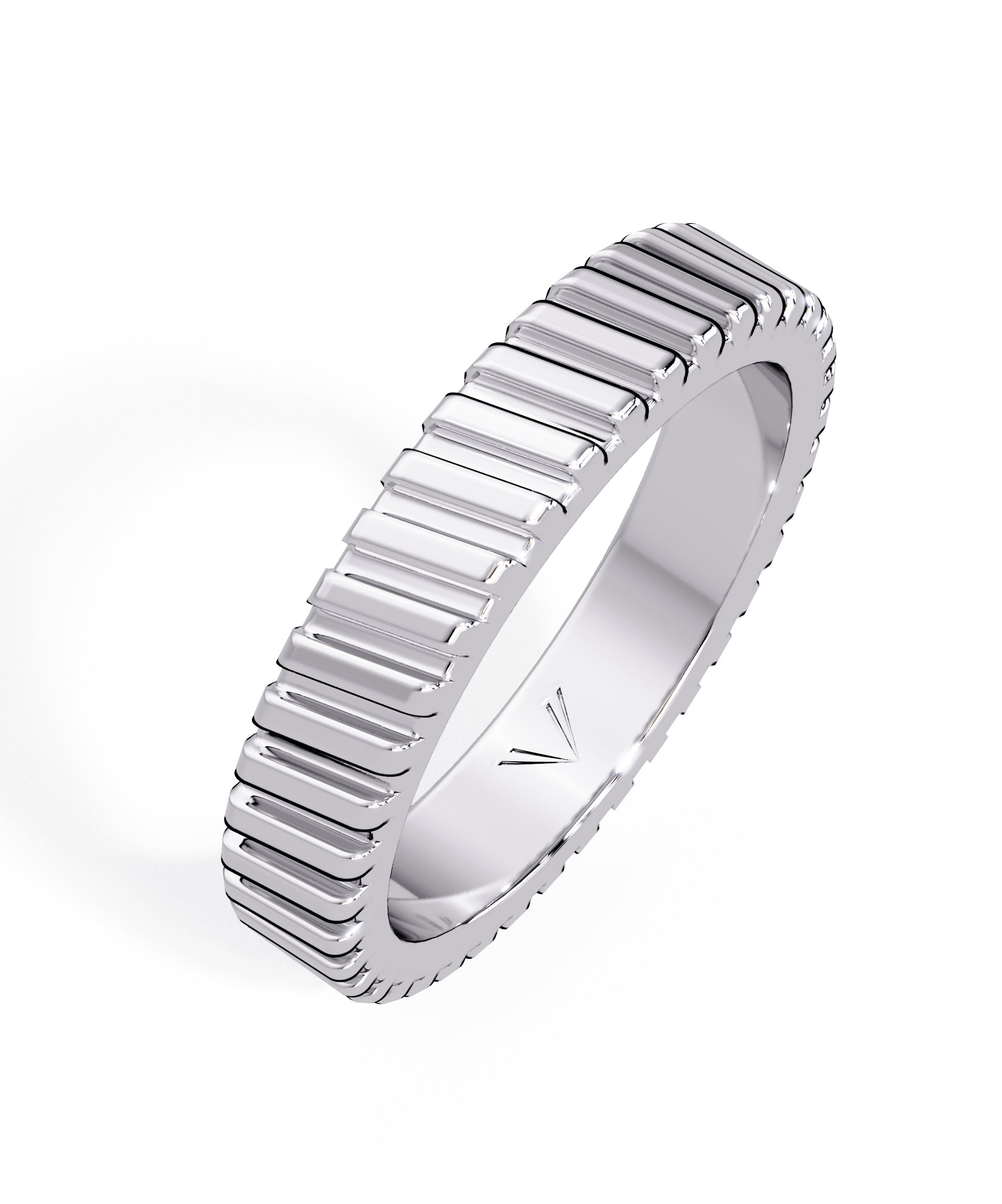 3.6mm Striped Band in 14k White Gold