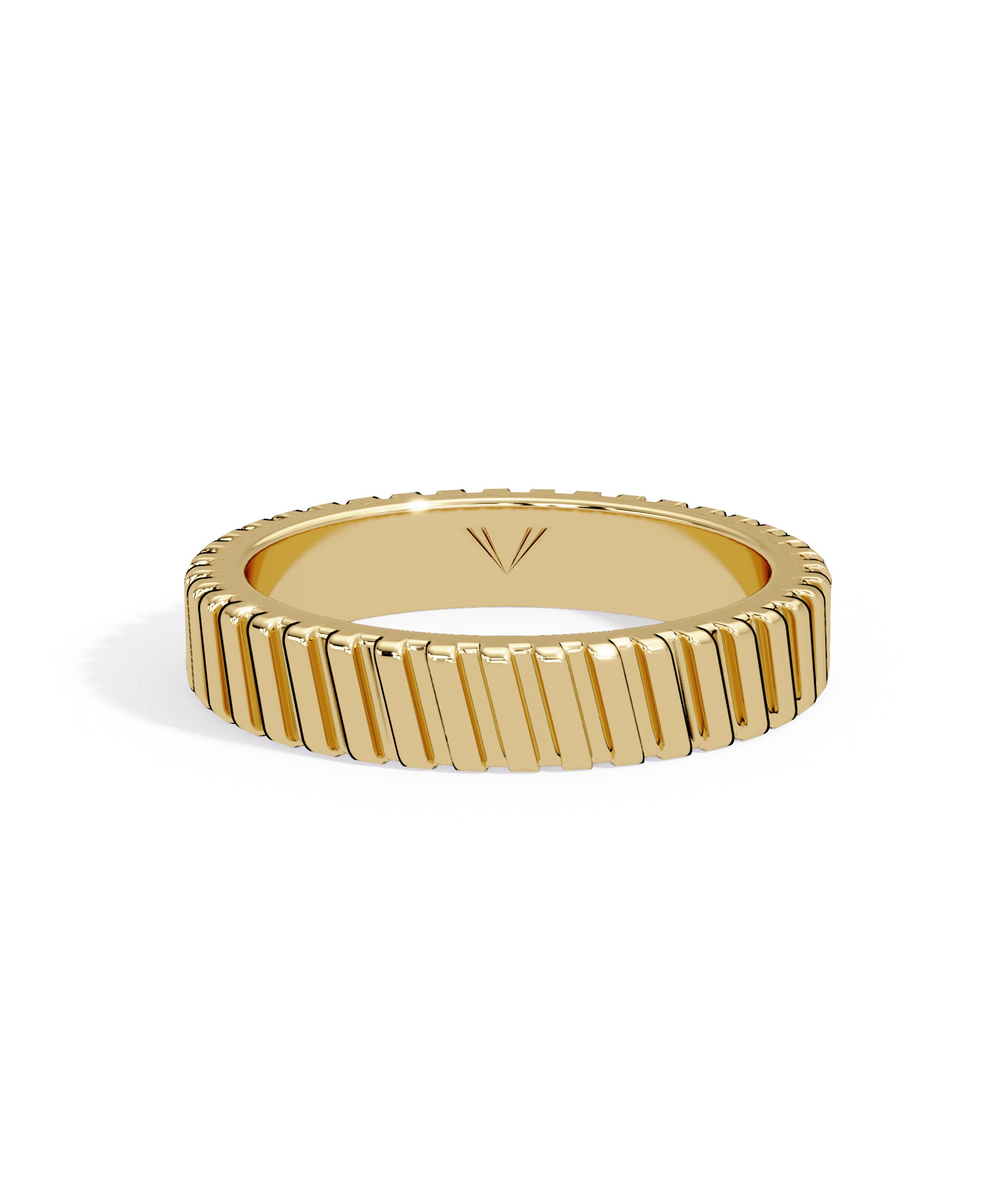 3.6mm Striped Band in 14k Yellow Gold