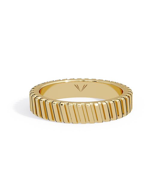 14k Yellow Gold 3.6mm Striped Band