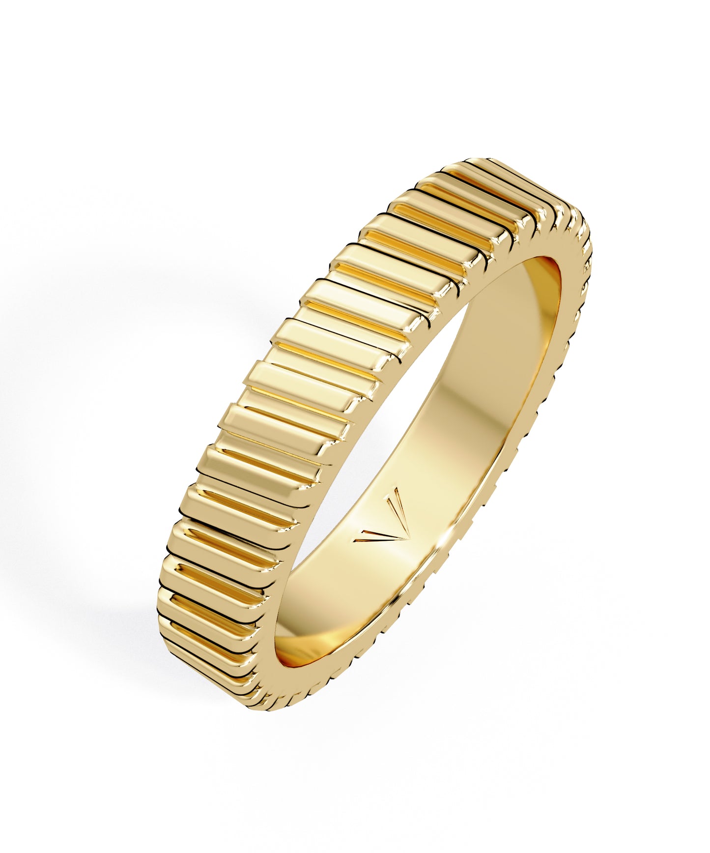 14k Yellow Gold 3.6mm Striped Band